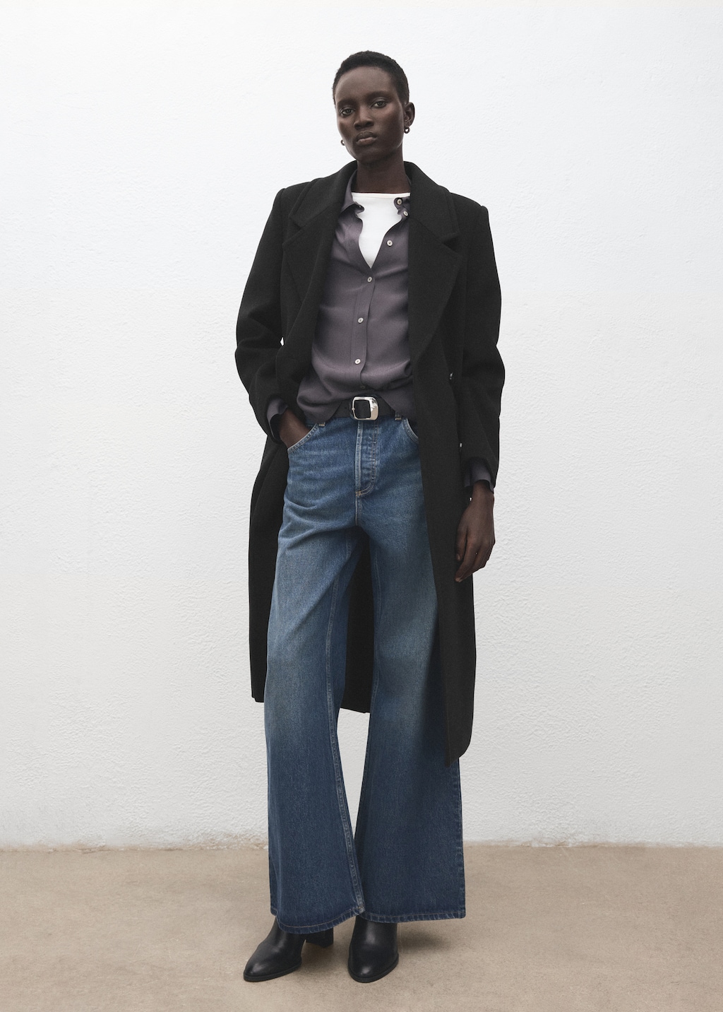 Mango Double-breasted wool coat