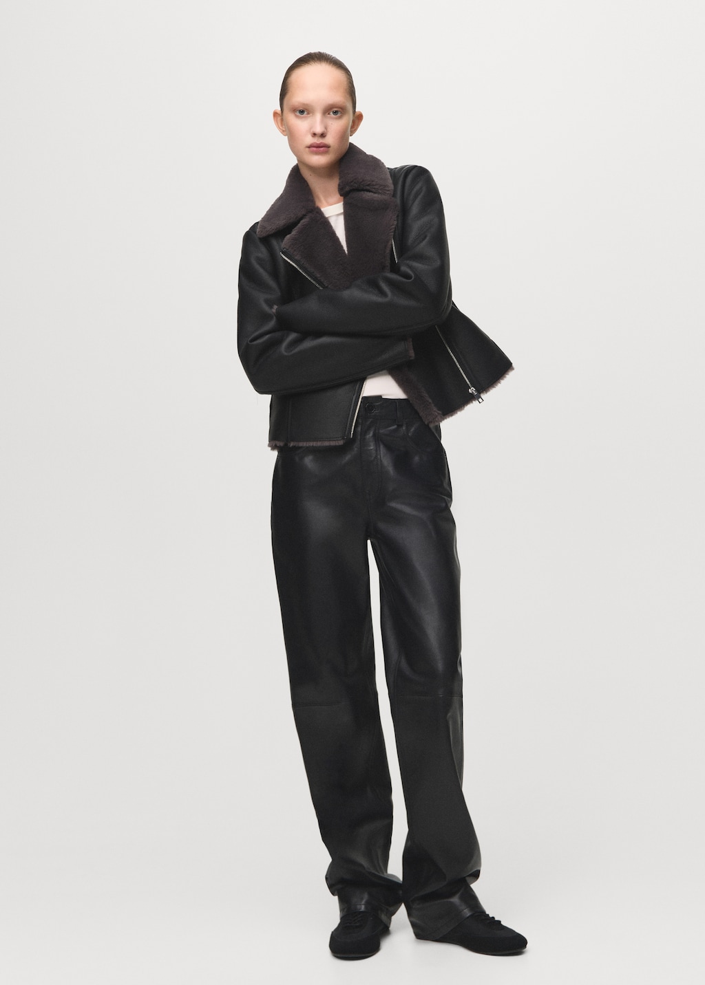 Faux-fur biker jacket - image 2