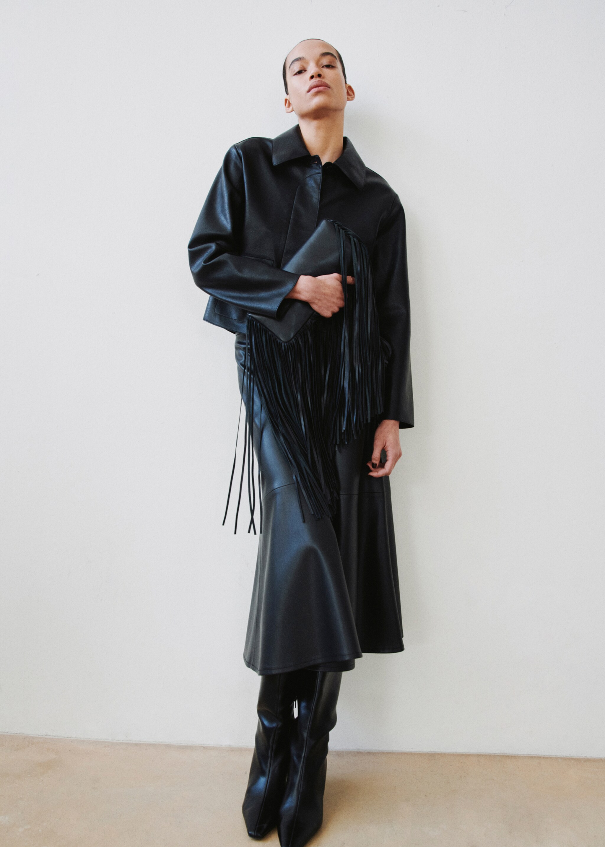 Faux leather effect jacket with pockets - General plane, Black. Ref: 27091189-00.