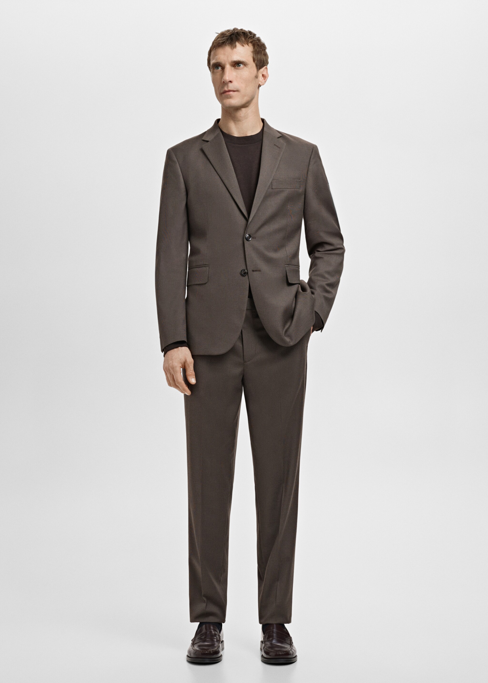 Milan slim-fit colbert - Overzichtstekening, Bruin. Ref: 27091217-00.