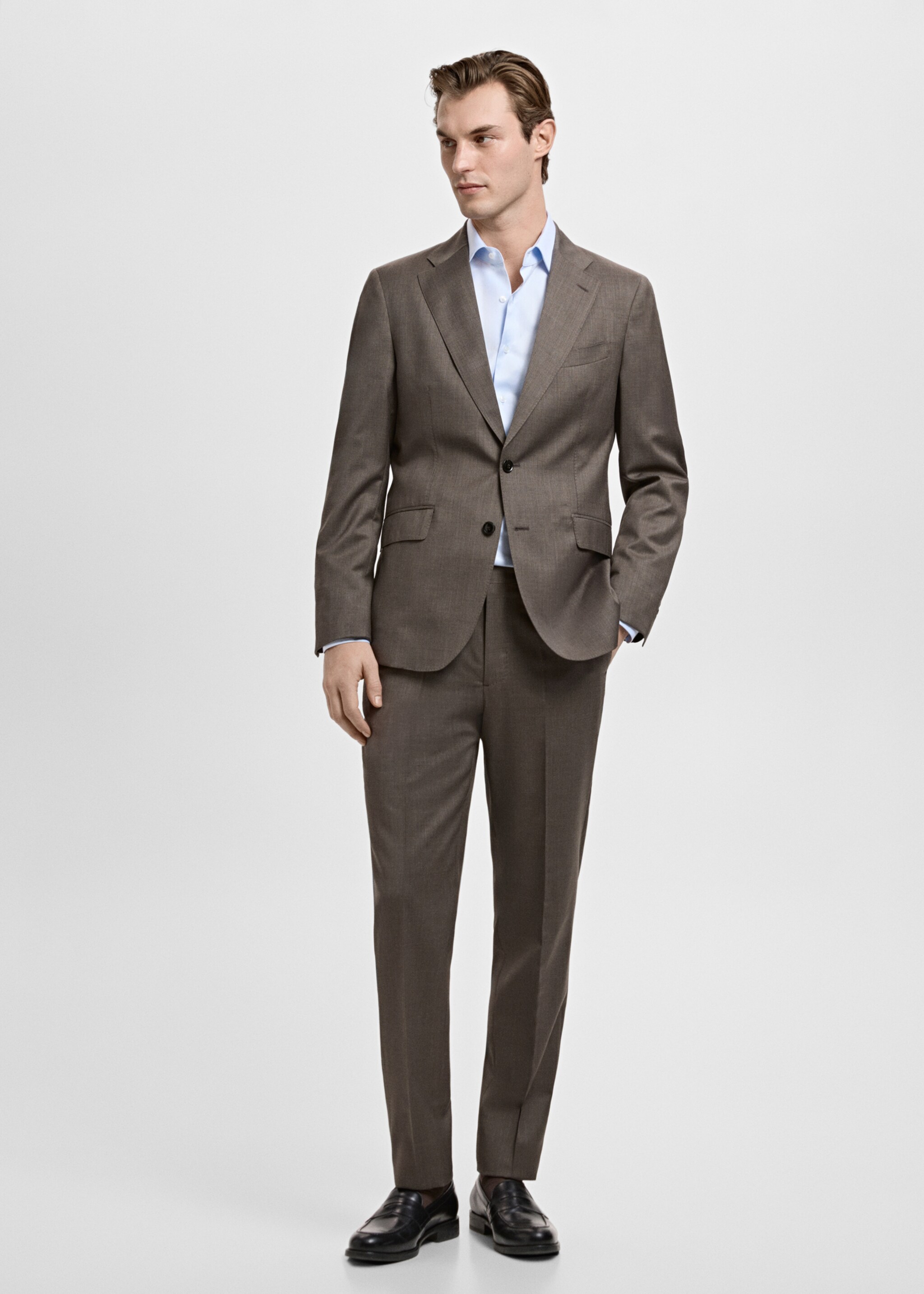Slim fit cotton suit shirt - General plane, Sky Blue. Ref: 27091223-00.