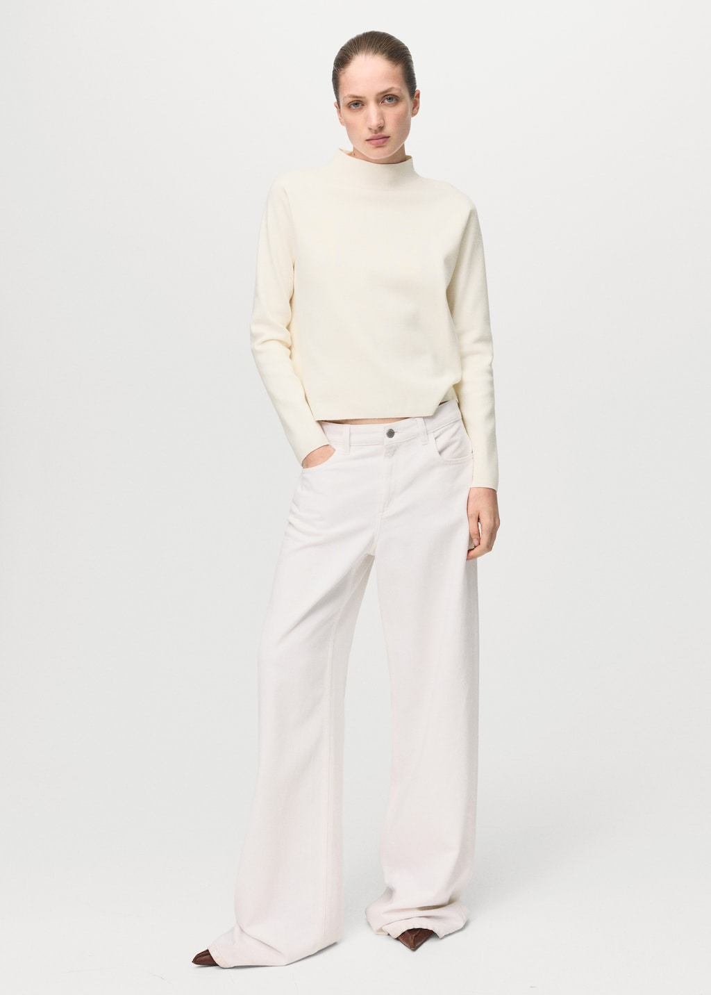 Mango Knitted sweater with perkins neck