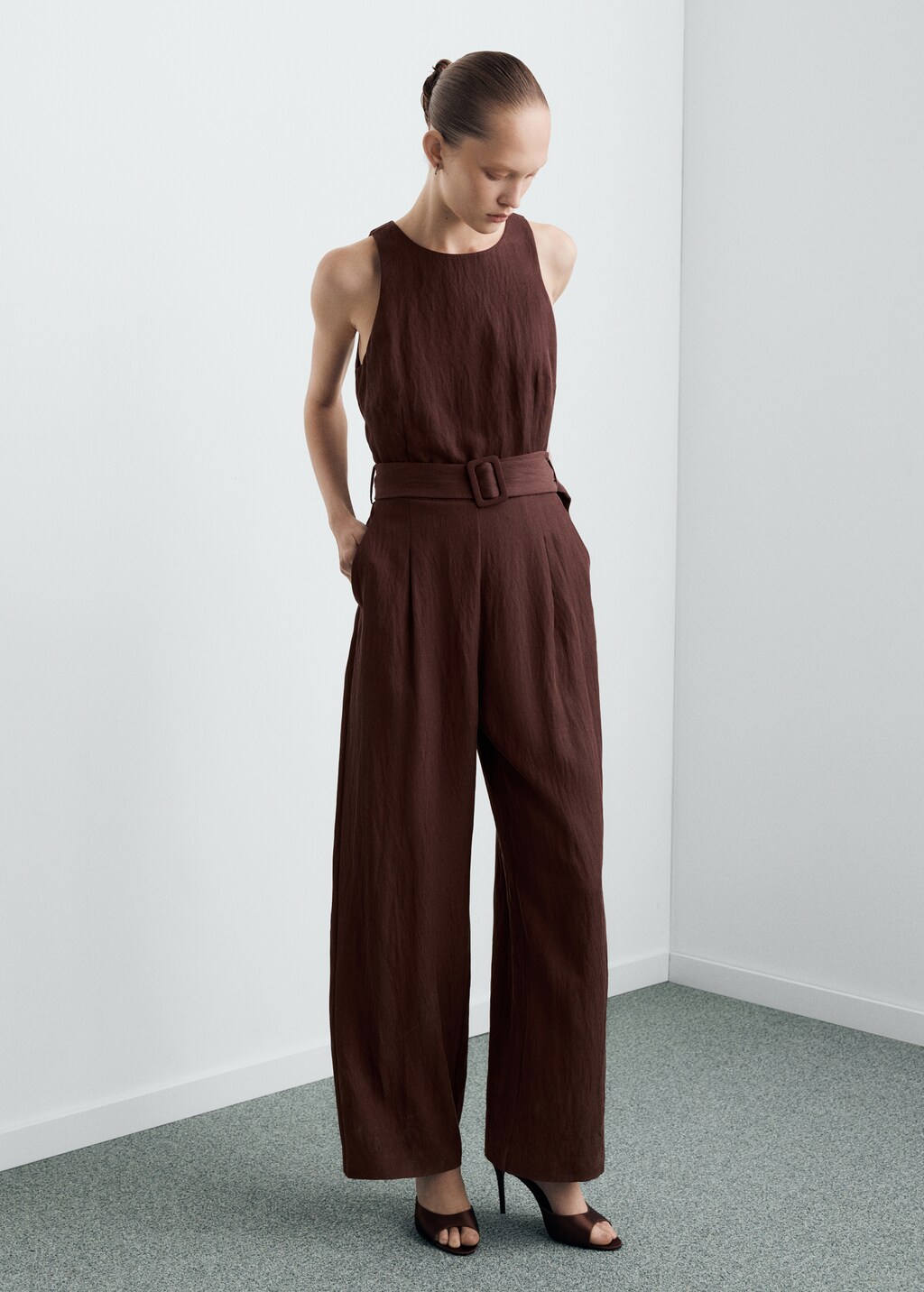 Lyocell jumpsuit with belt - image 2
