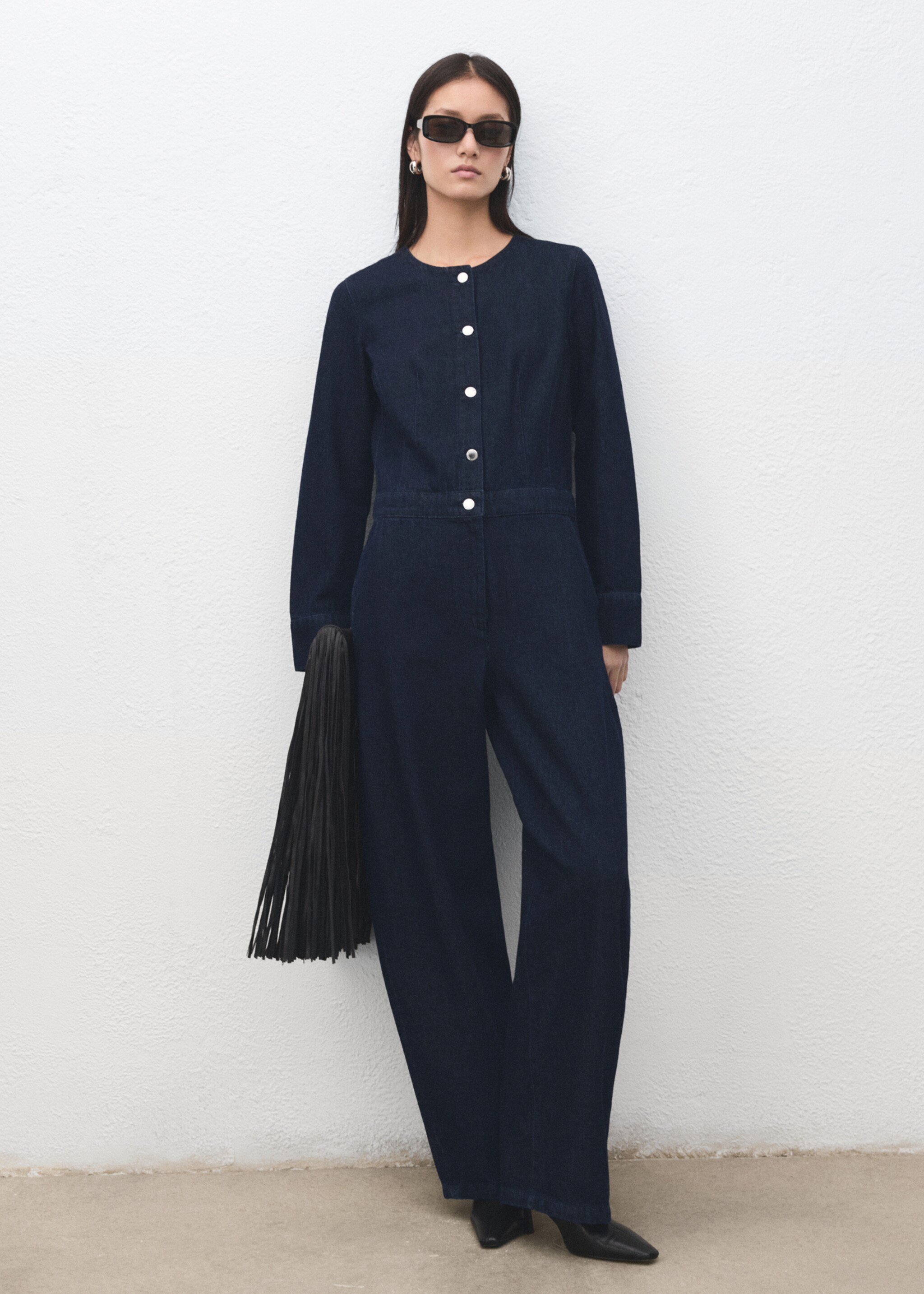Buttons denim jumpsuit - General plane, Dark Blue. Ref: 27091247-00.
