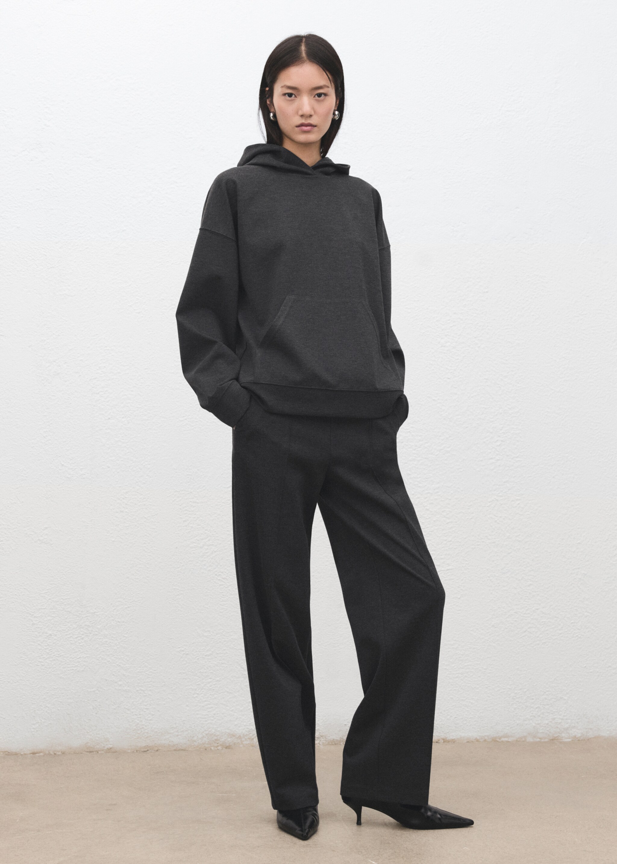 Flecked knitted trousers - General plane, Medium Heather Grey. Ref: 27091276-00.