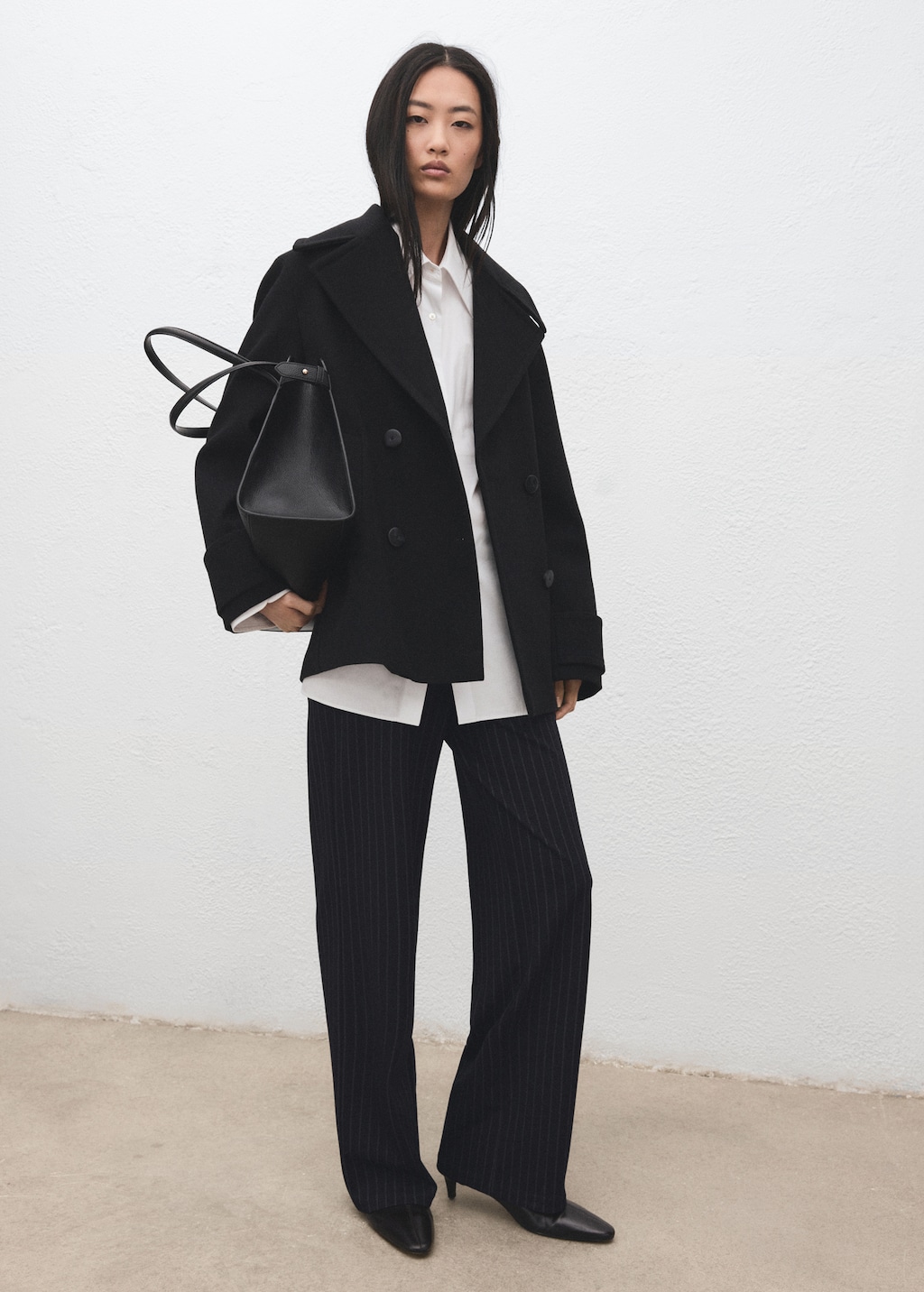 Chalk-stripe straight pants