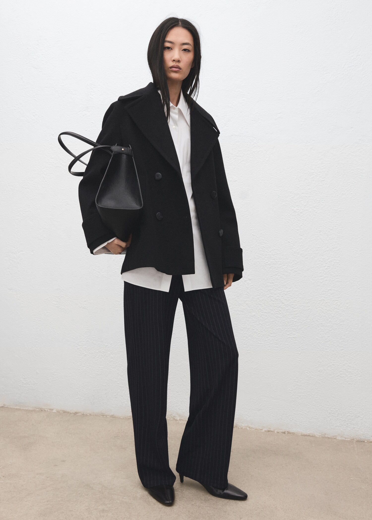 Chalk-stripe straight trousers - General plane