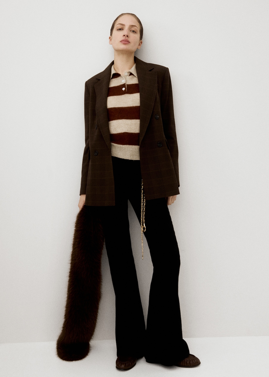 Striped polo-neck sweater