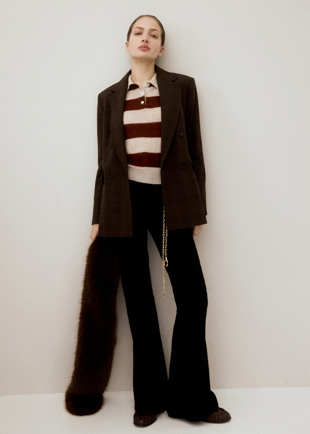 Striped polo-neck sweater