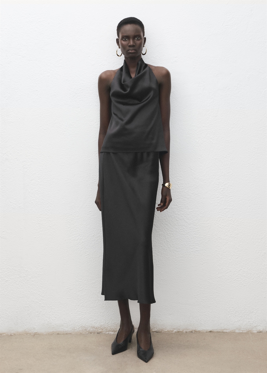 Satin long skirt