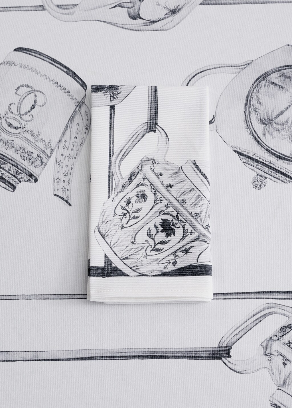 Serviettes de table en coton imprimé tasses