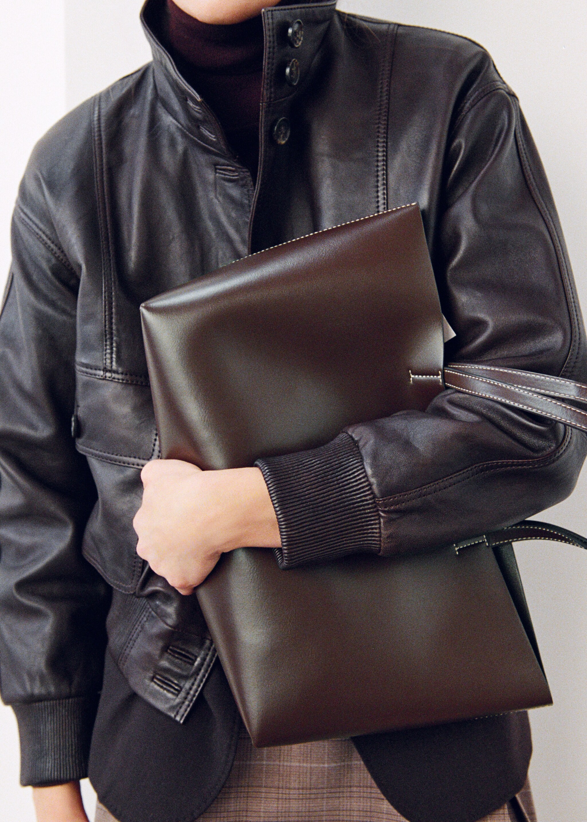 Shopper bag with double handle - General plane, Brown. Ref: 27091336-00.