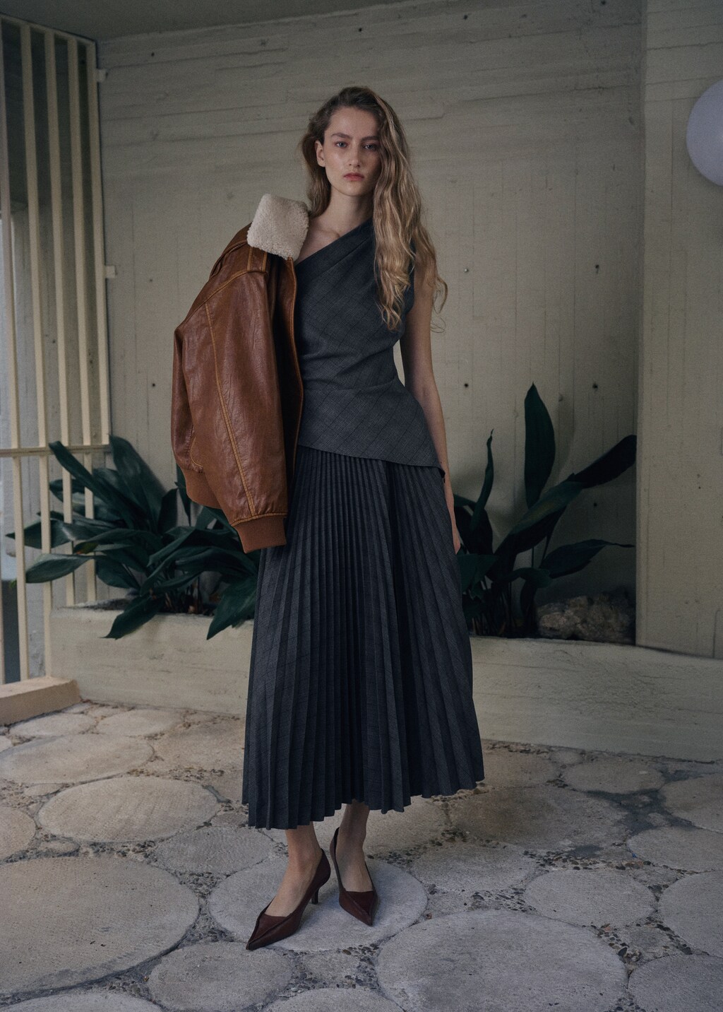 Mango Asymmetrical check top