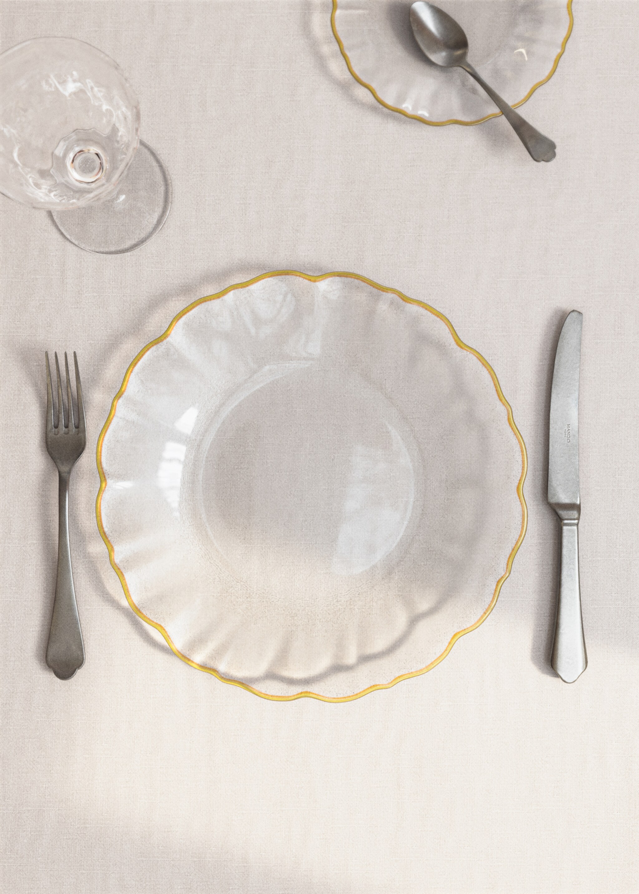 Flat glass contrast dinner plate - General plane, Ice Grey. Ref: 27091529-00.