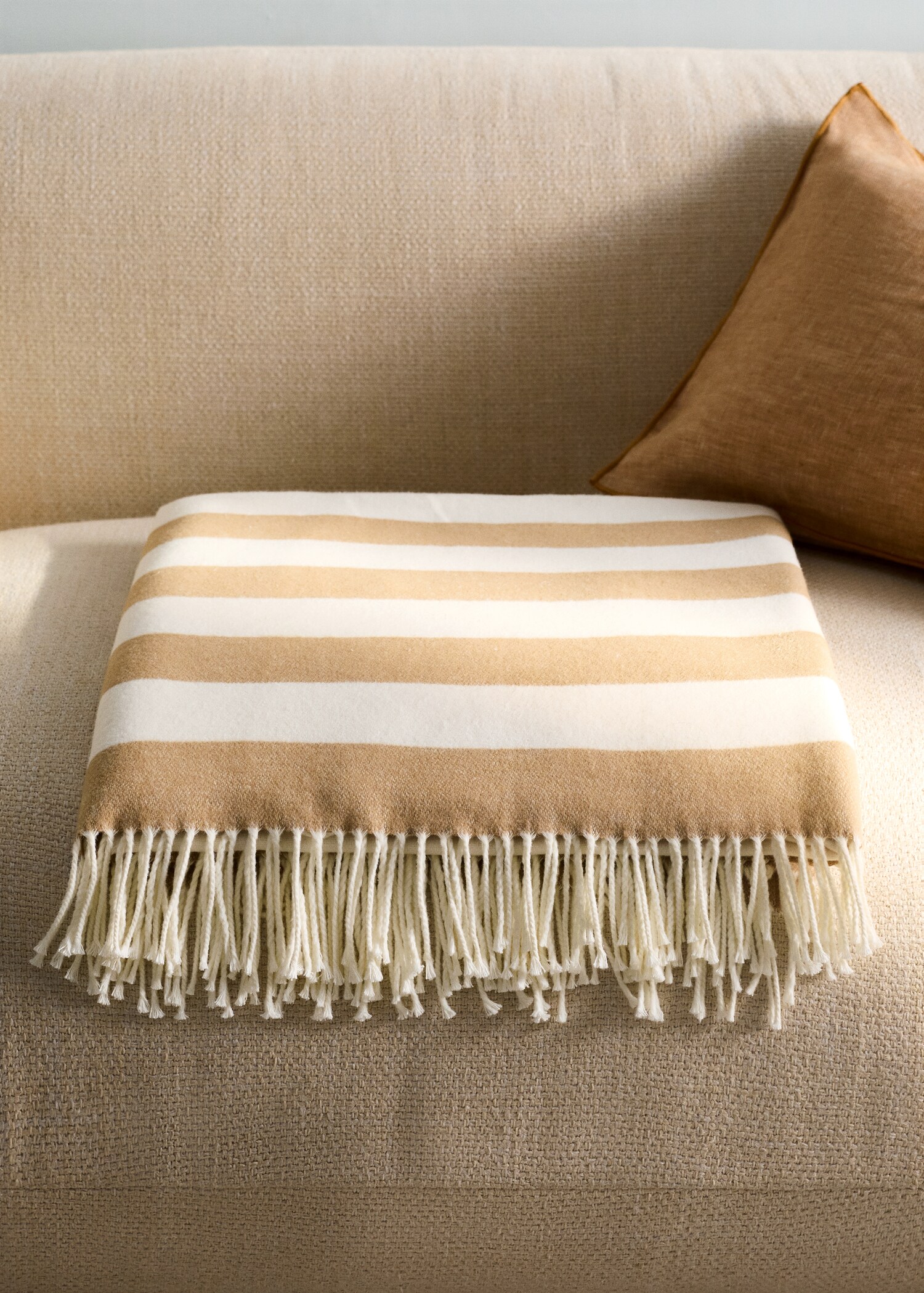 Striped cotton throw with tassels - General plane