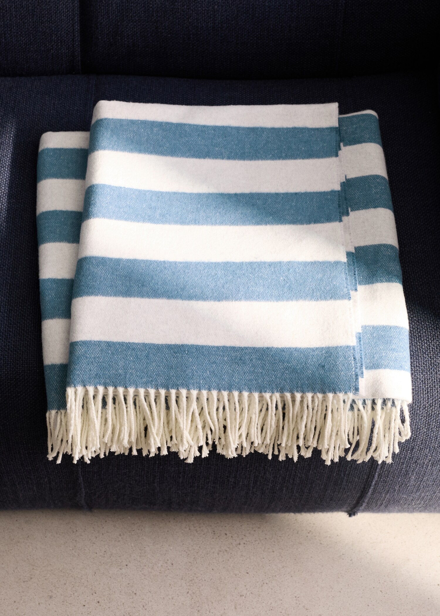 Striped cotton throw with tassels - General plane