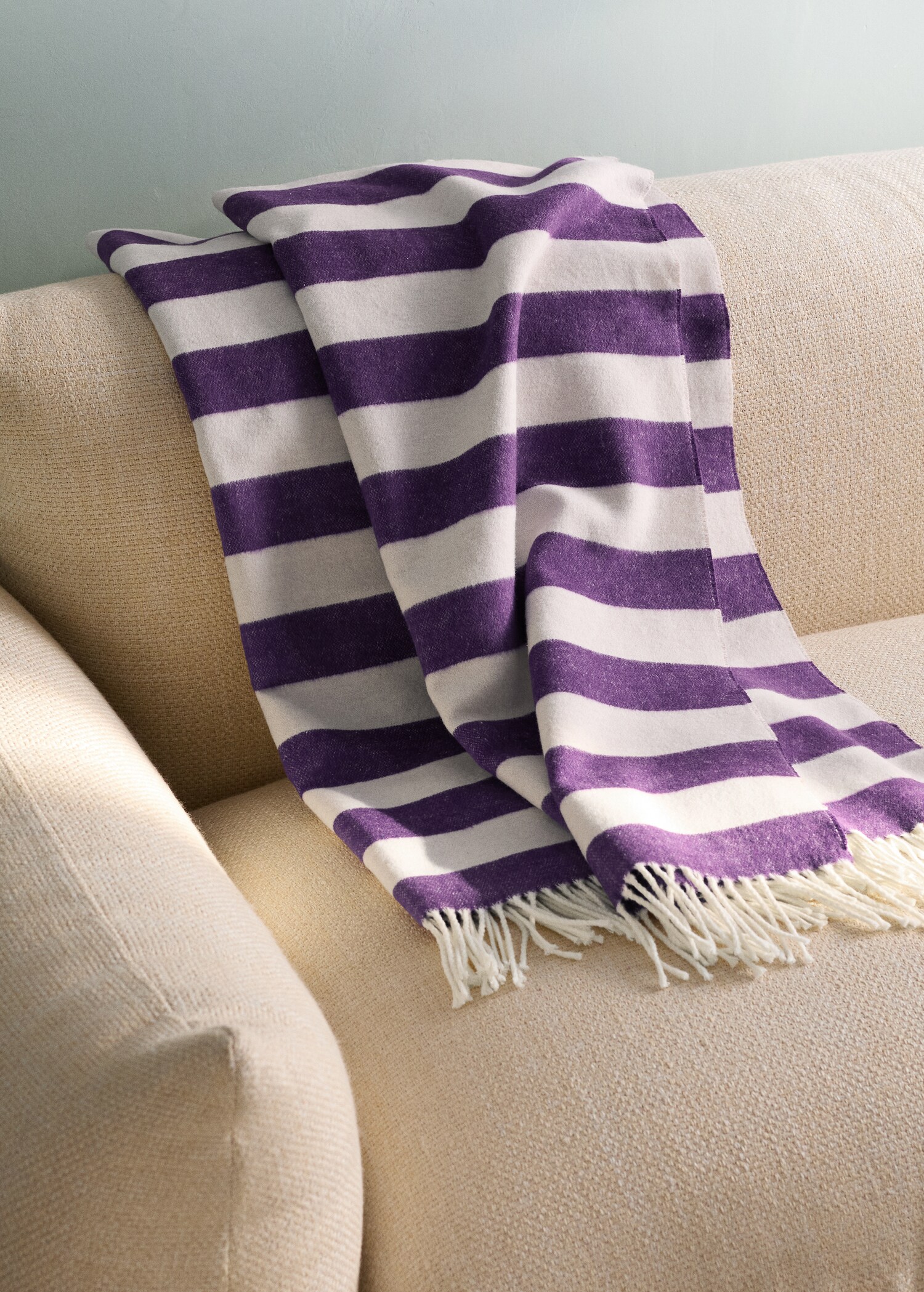 Striped cotton throw with tassels - General plane