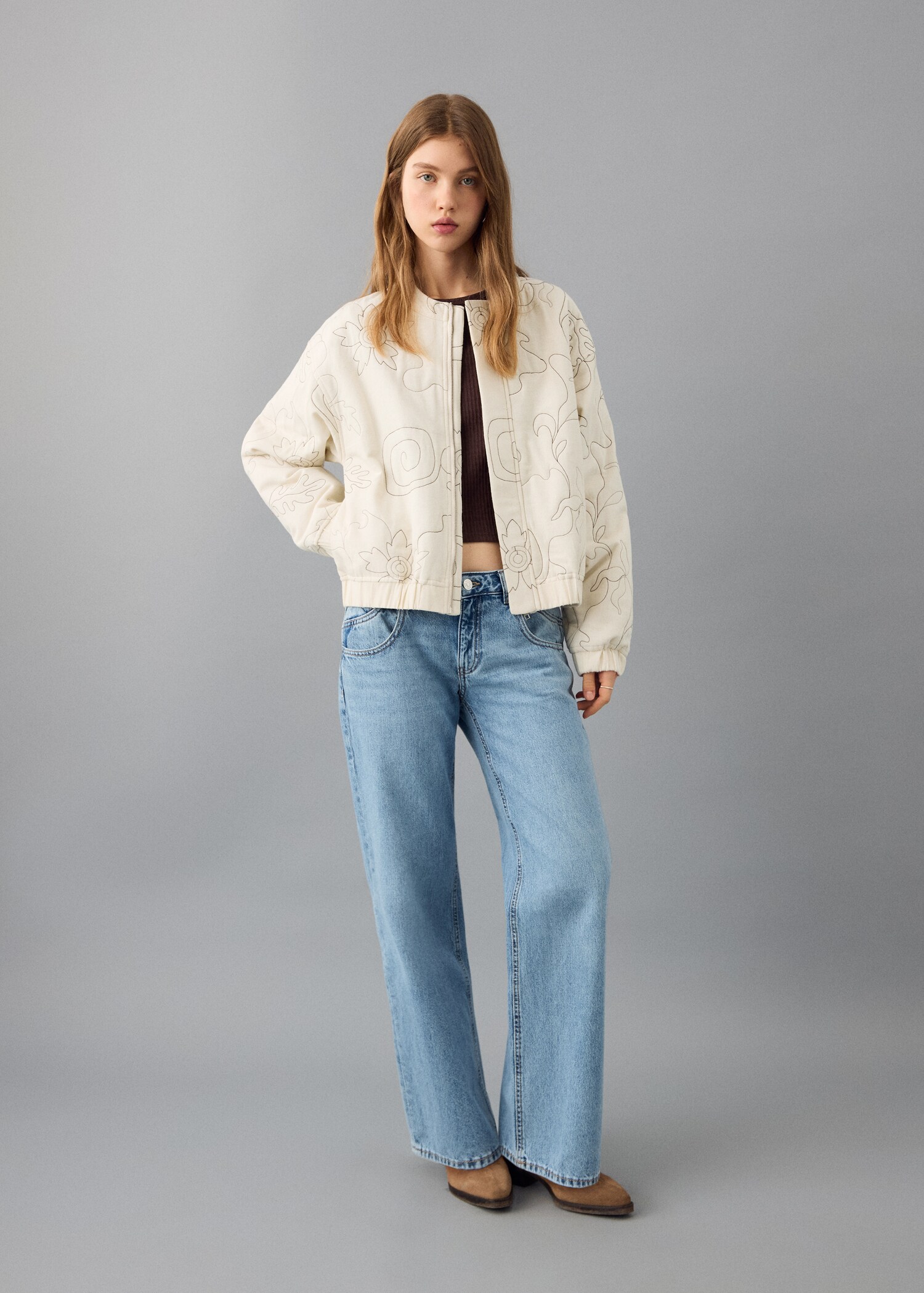 Embroidered quilted jacket - General plane