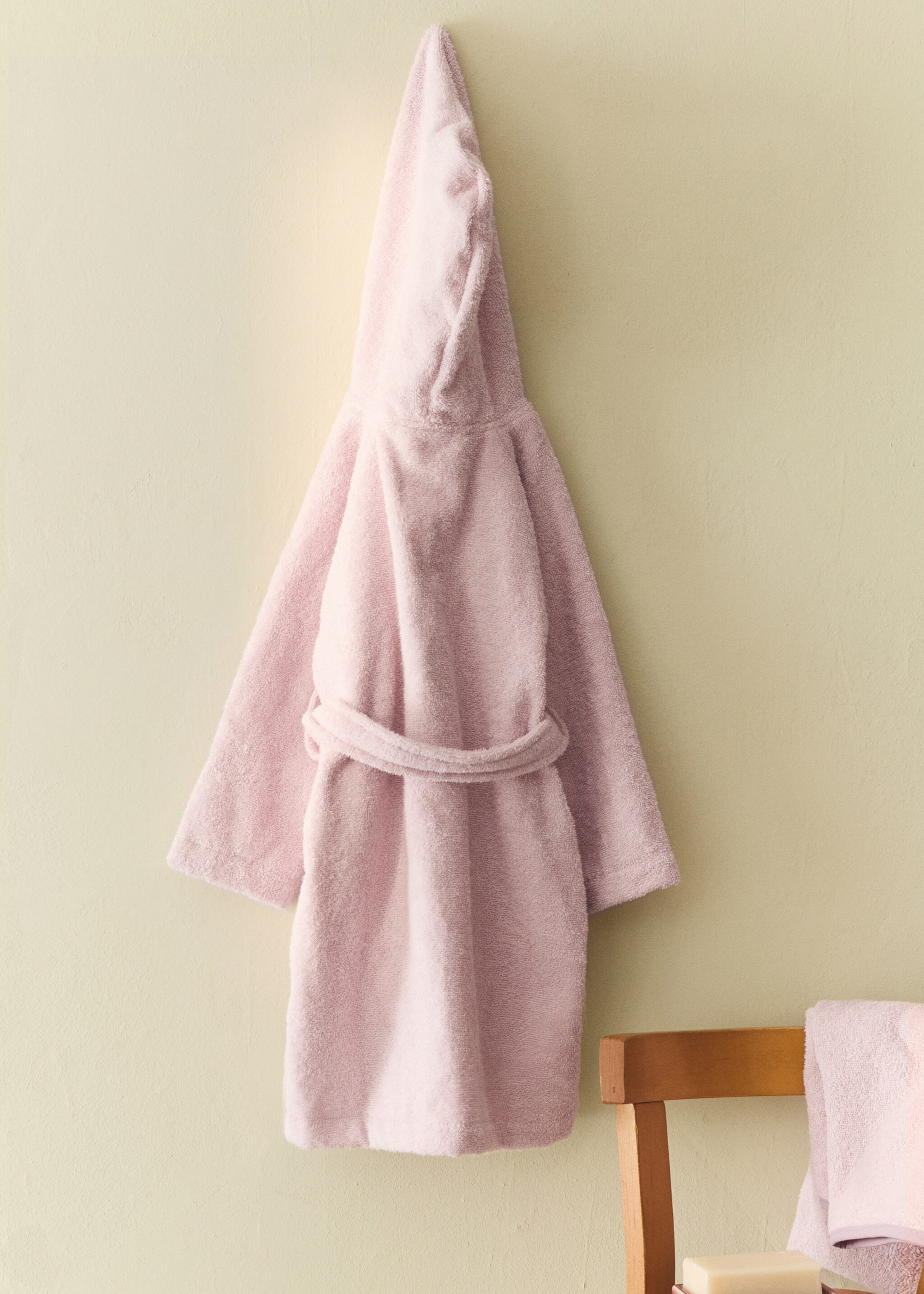 Children's cotton bathrobe with contrasting trim - General plane, Peach. Ref: 27092925-00.