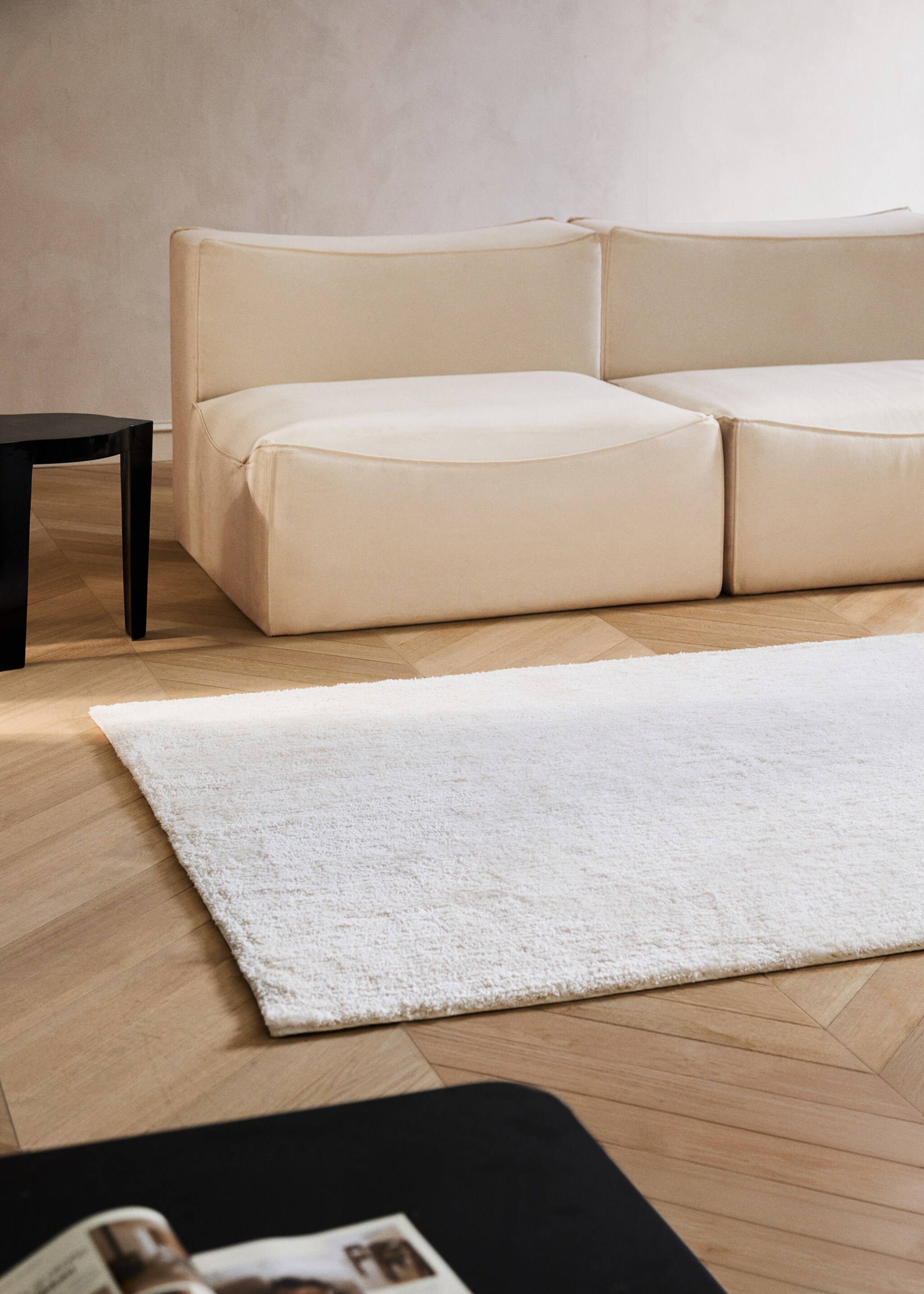 Teppich mit Garn und Felloptik - Allgemeine Ansicht, Cremeweiß. Ref: 27093269-00.