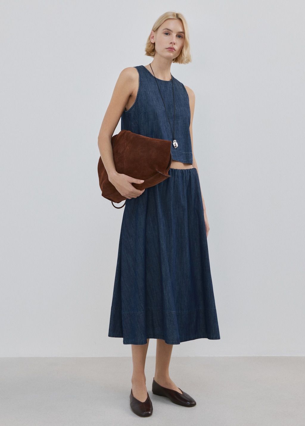 Denim top with under seam detail - image 2