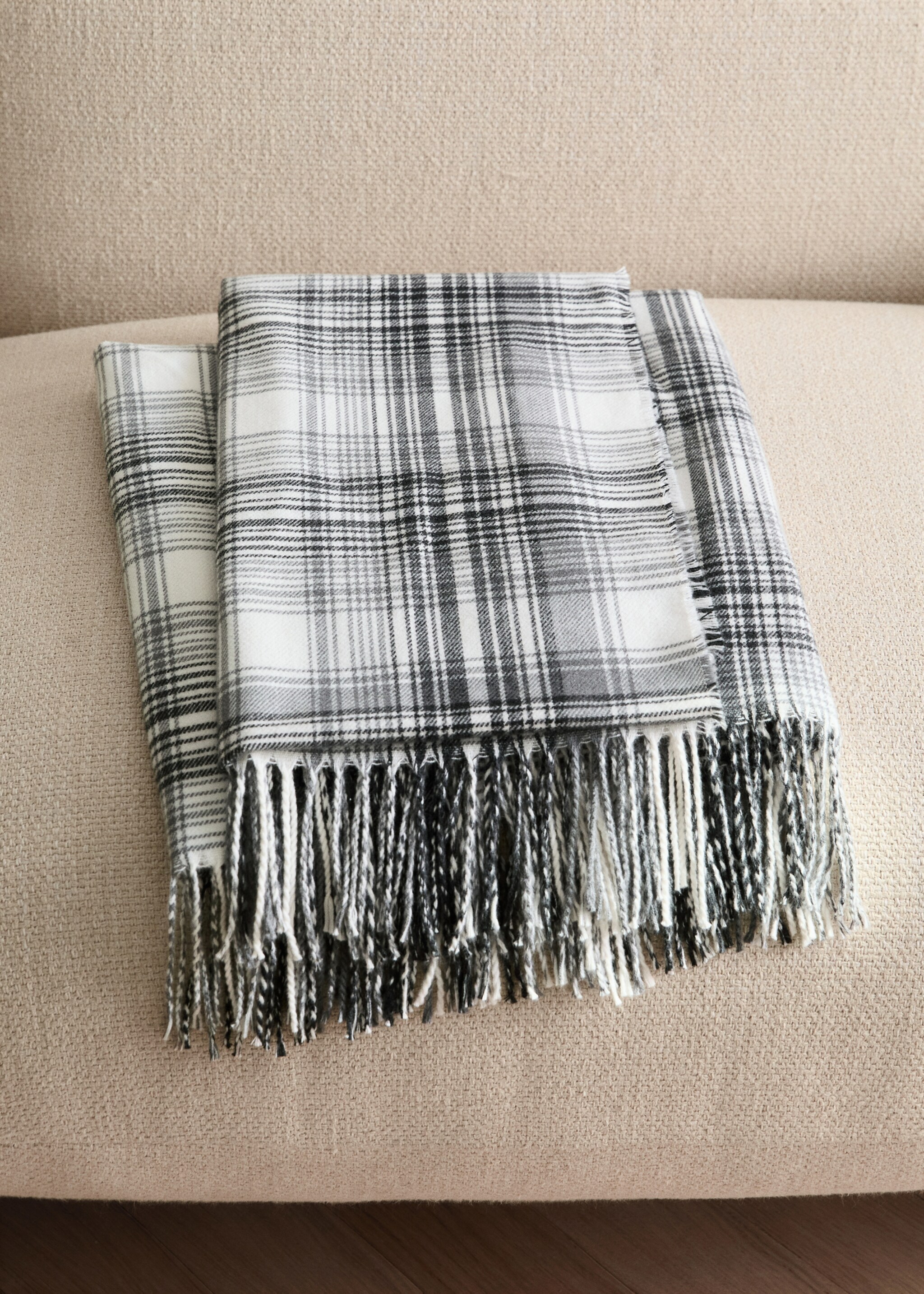 Soft plaid blanket - General plane, Grey. Ref: 27093282-00.