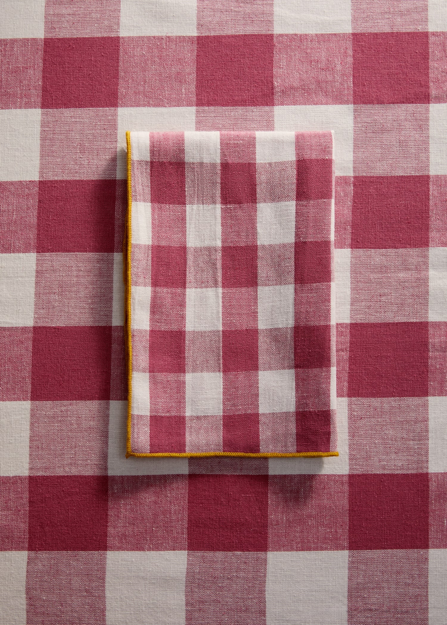 Cotton linen napkins in Vichy check - General plane