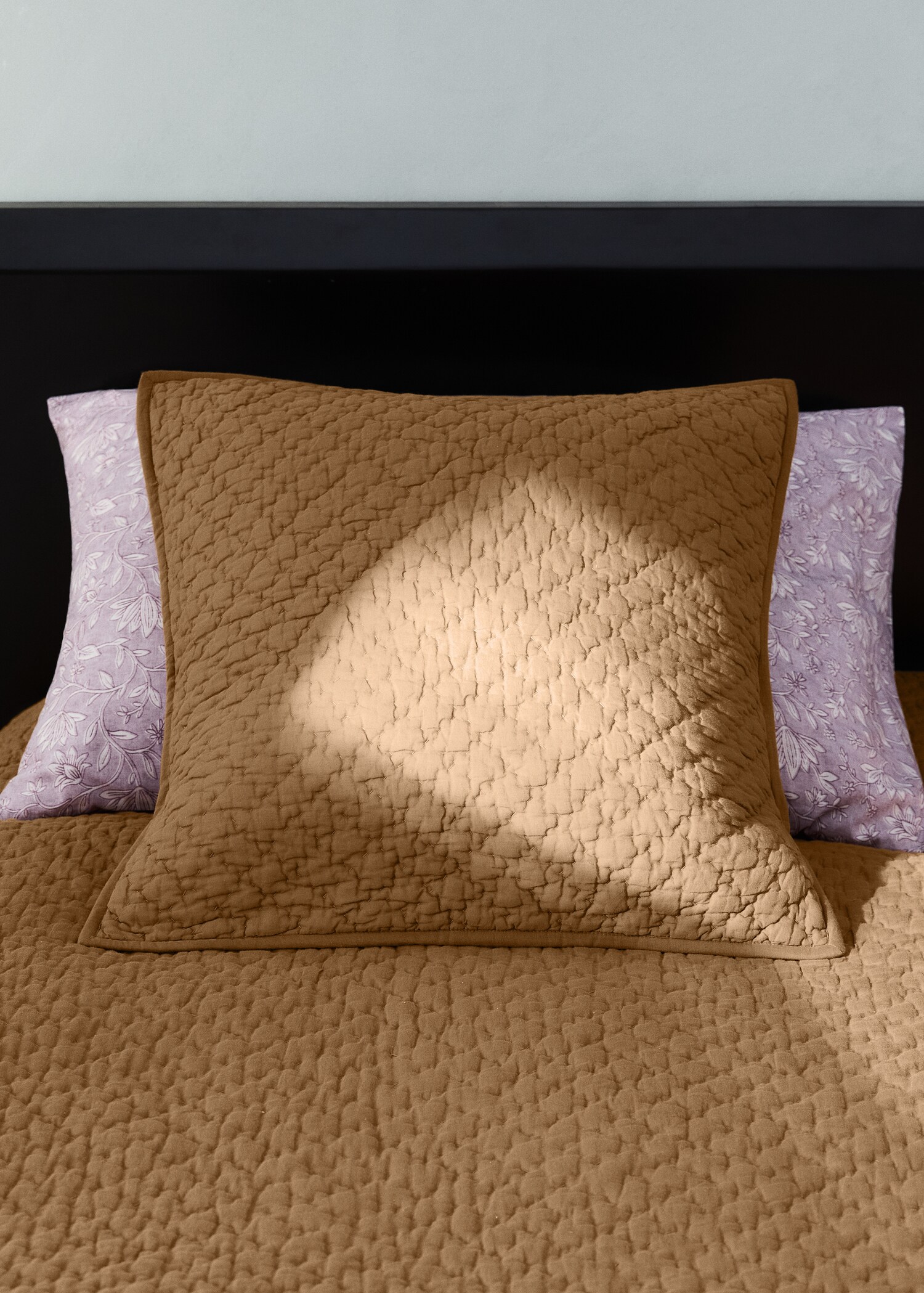 Housse de coussin lit coton surpiqûres fait main 50x50 cm - Plan général