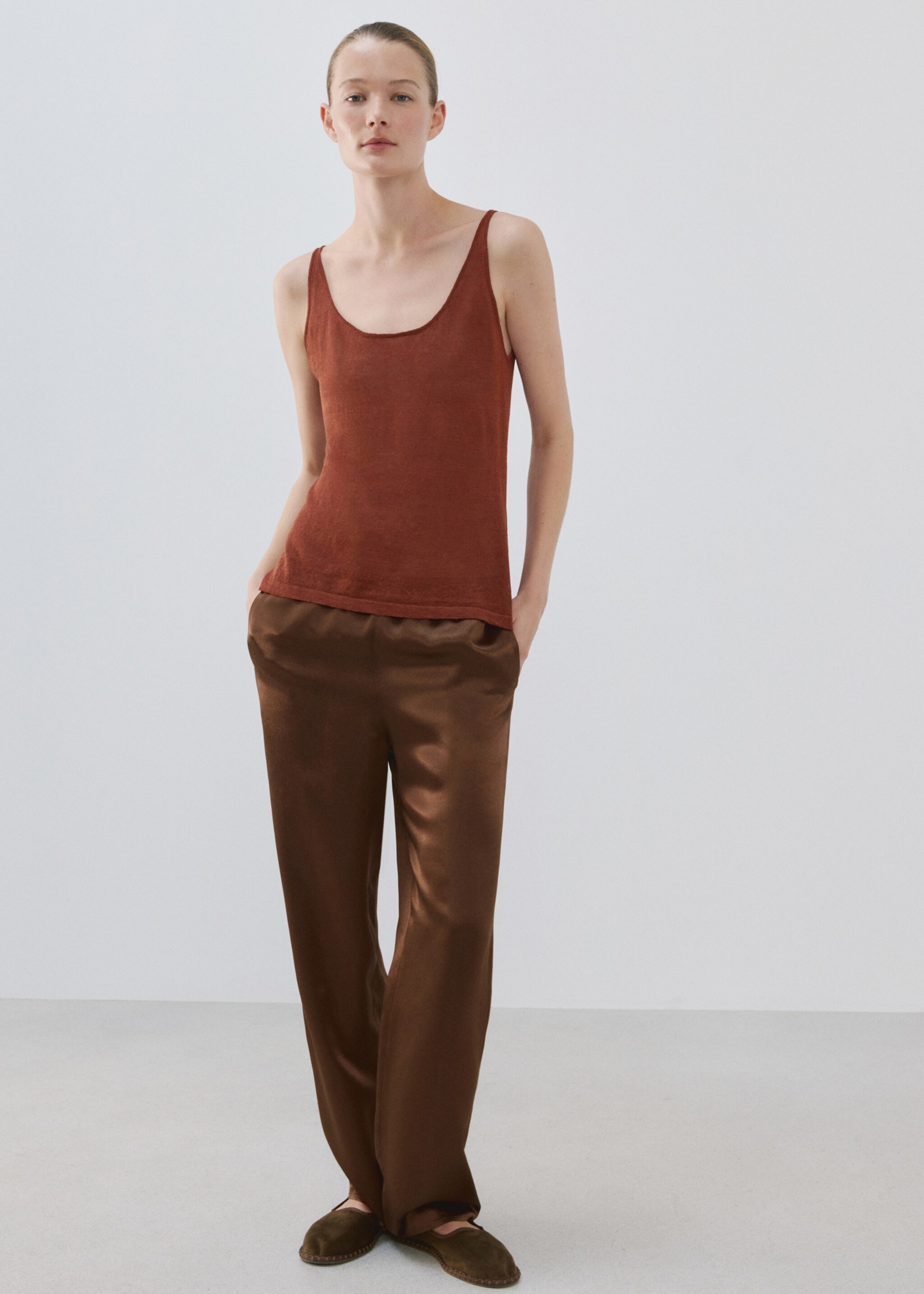 Linen knit top - General plane, Orange. Ref: 27093313-00.