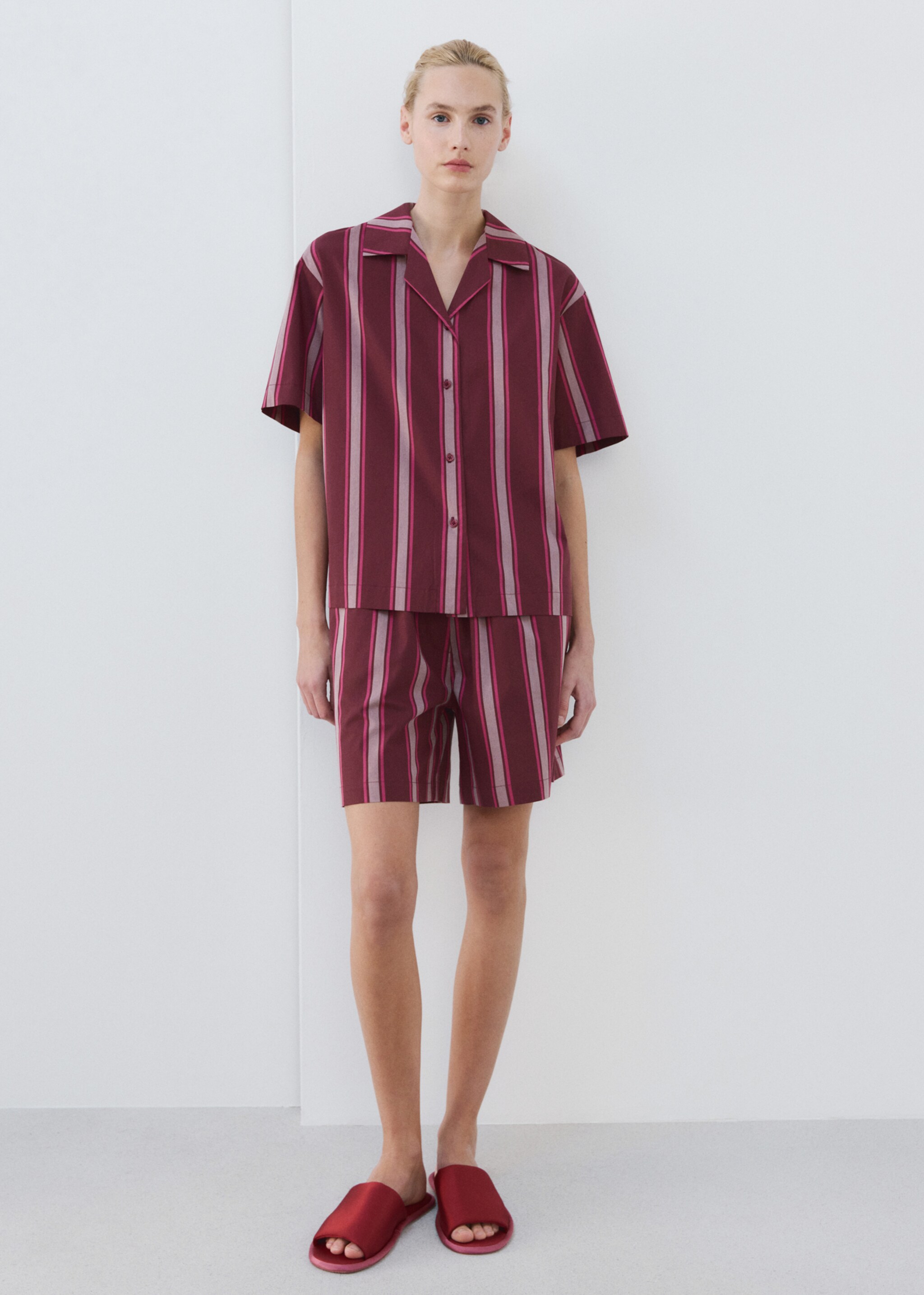 Striped pyjama shorts - General plane, Fuchsia. Ref: 27093323-00.