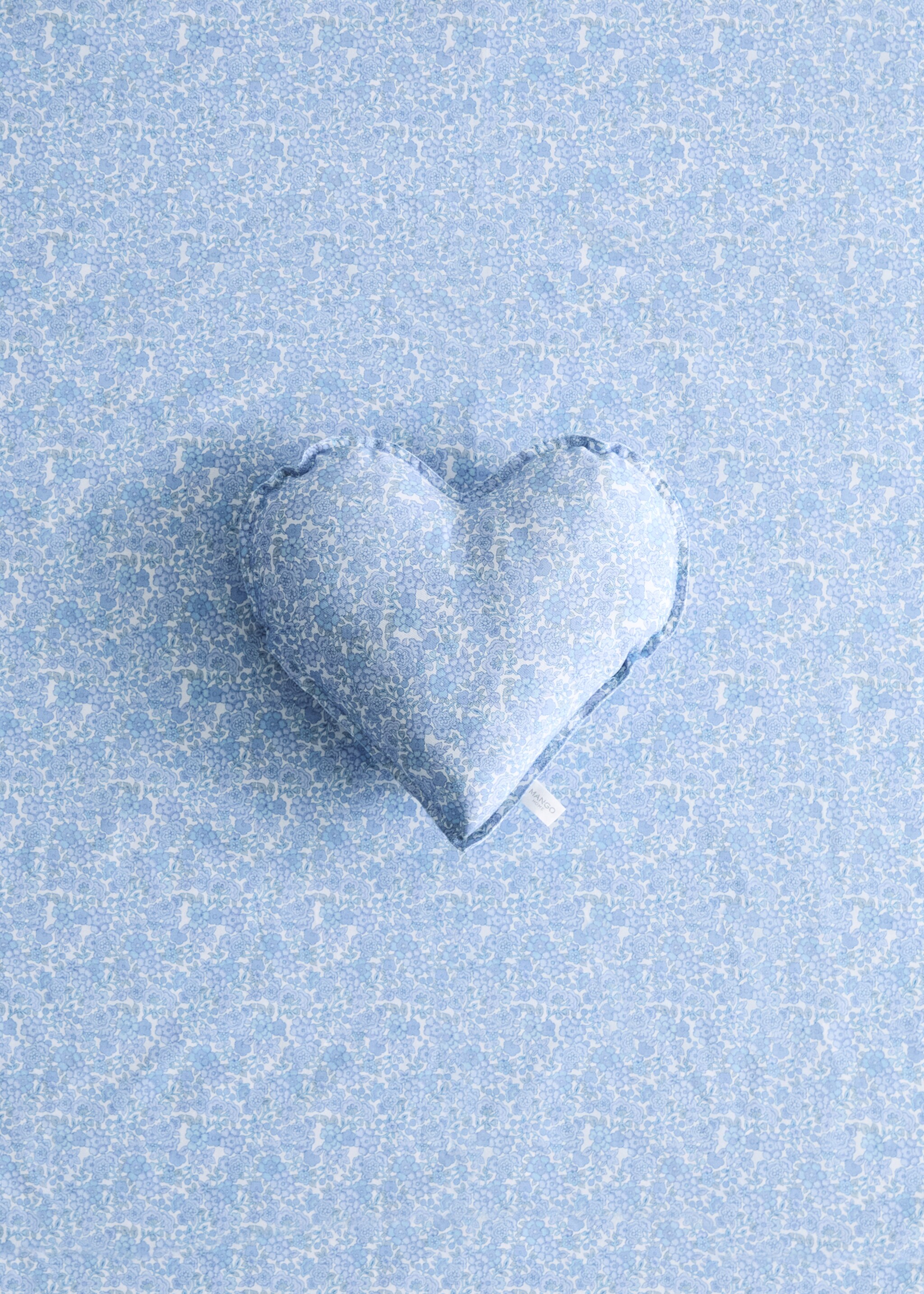 Funda cojín algodón corazón 35cm - Plano general, Azul. Ref: 27093344-00.