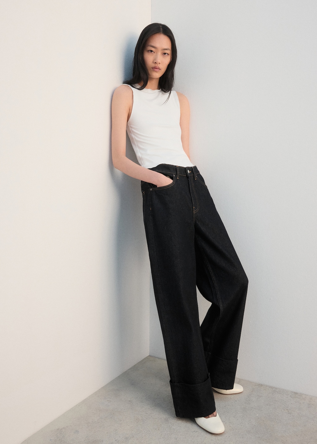 Mango Scalloped hem top