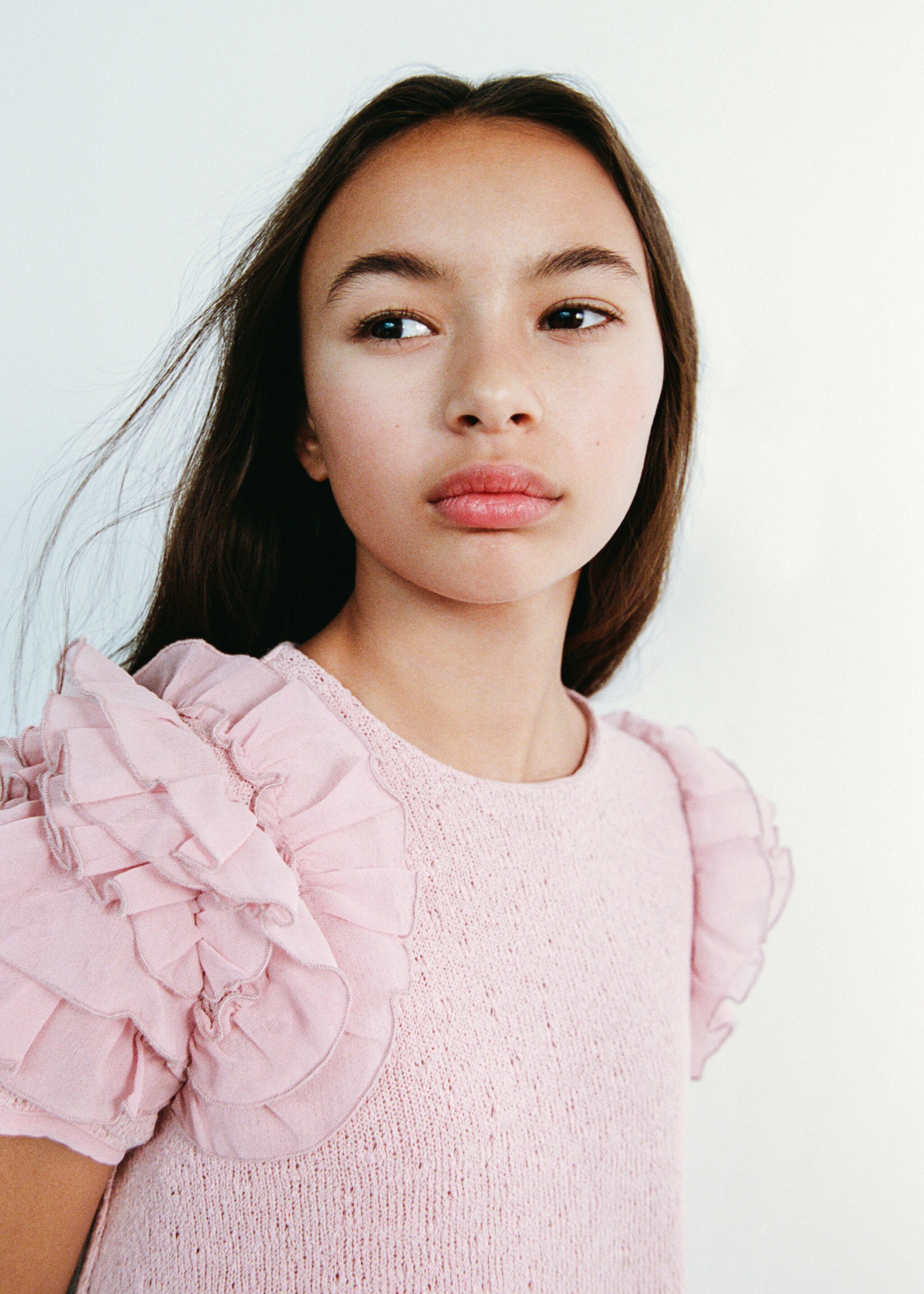 Knitted dress with frill detail - General plane, Pink. Ref: 27094047-00.