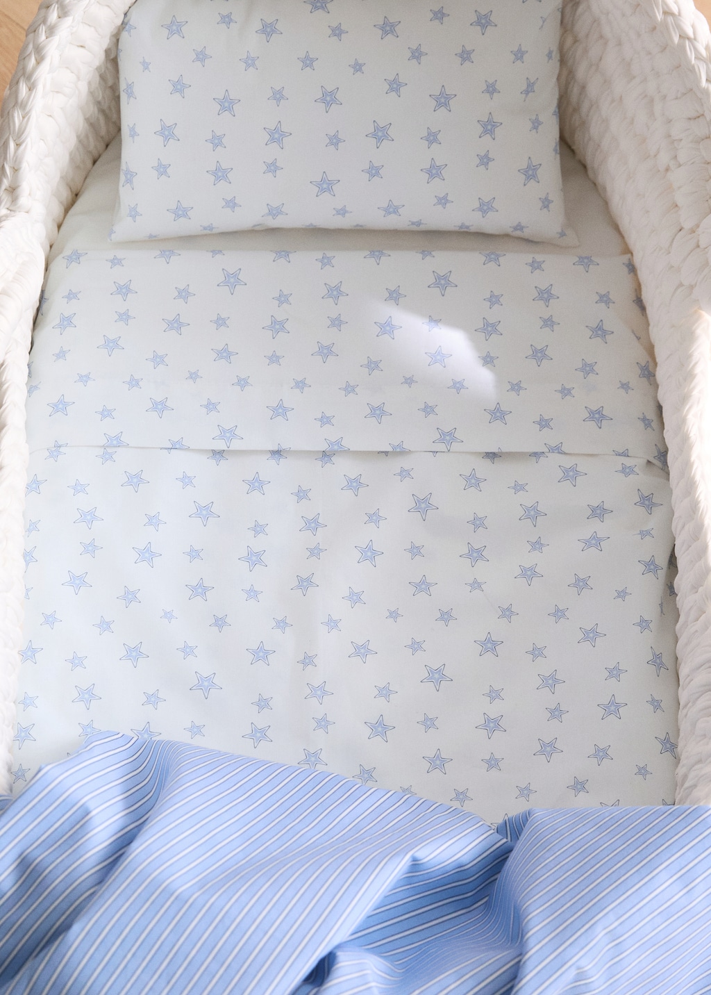 Starry cotton percale mini crib flat sheet and pillow set - Home ...