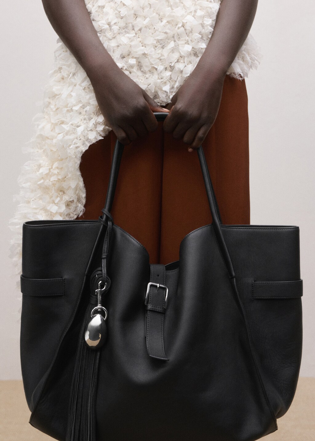 100% leather fringe keychain