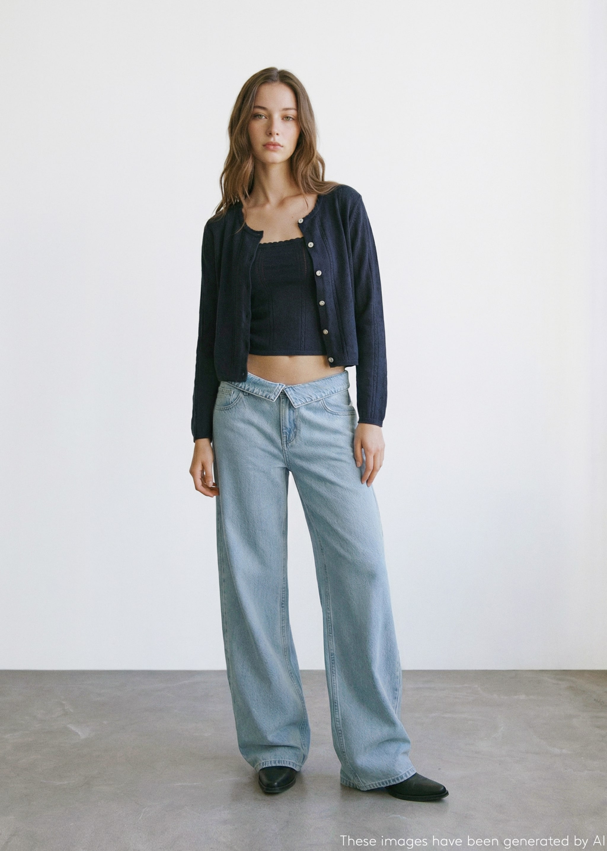 Openwork knit cardigan - General plane, Navy. Ref: 27094769-00.