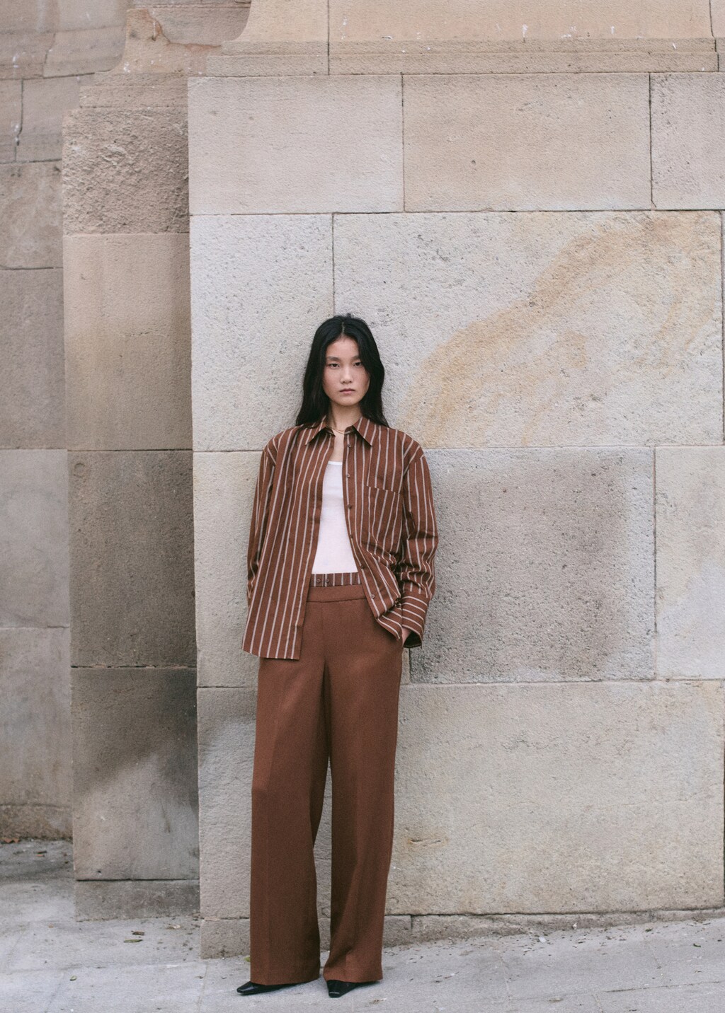 Lyocell pants with combined striped waistband