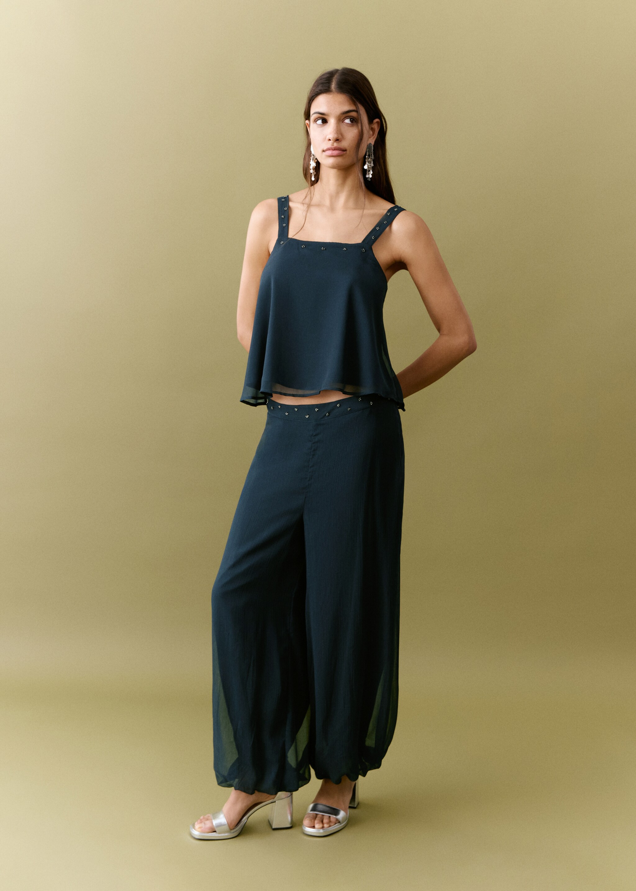 Ruffled flowy top - General plane, Navy. Ref: 27095807-00.