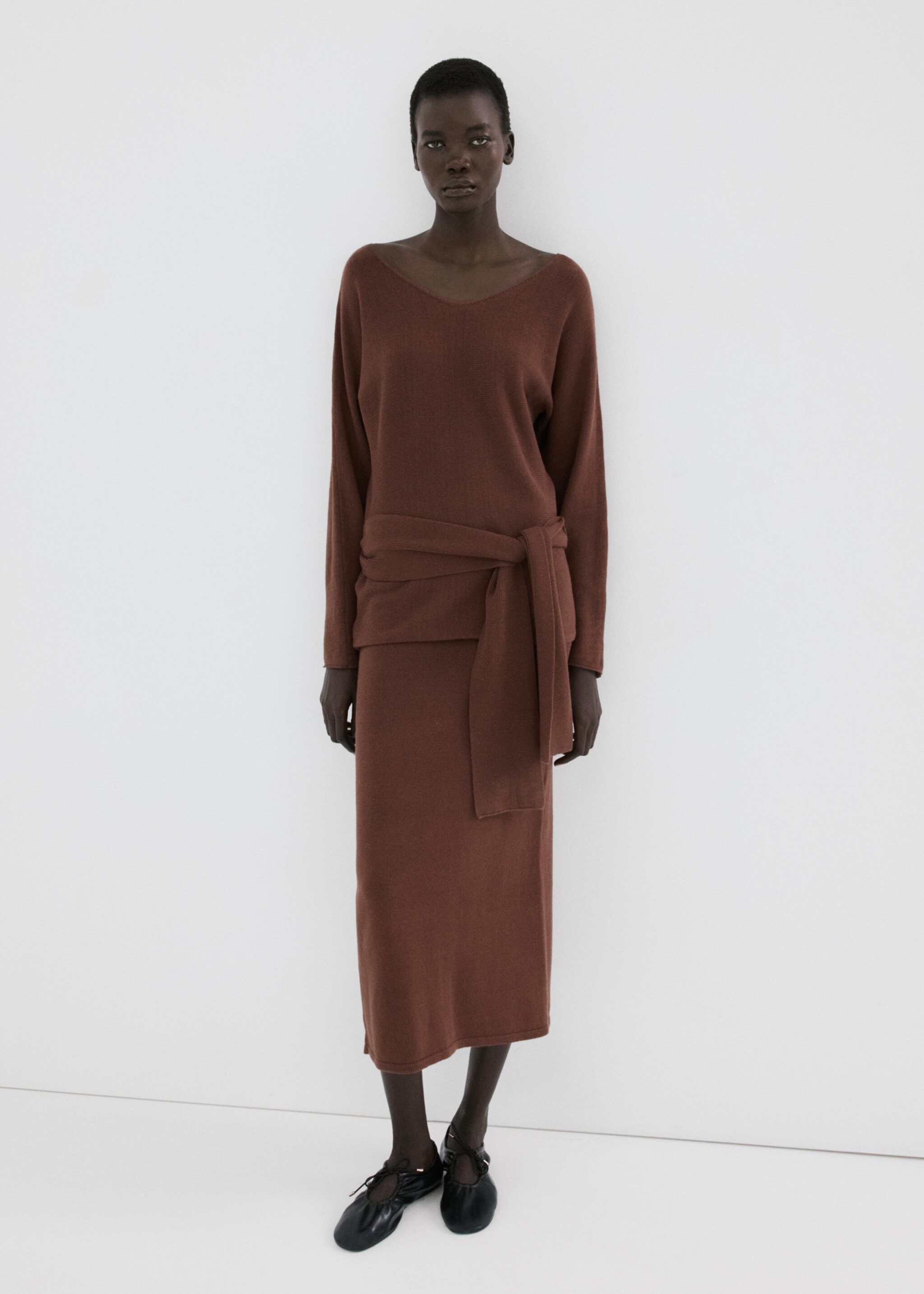 Opening pencil skirt - General plane, Chocolate. Ref: 27095818-00.