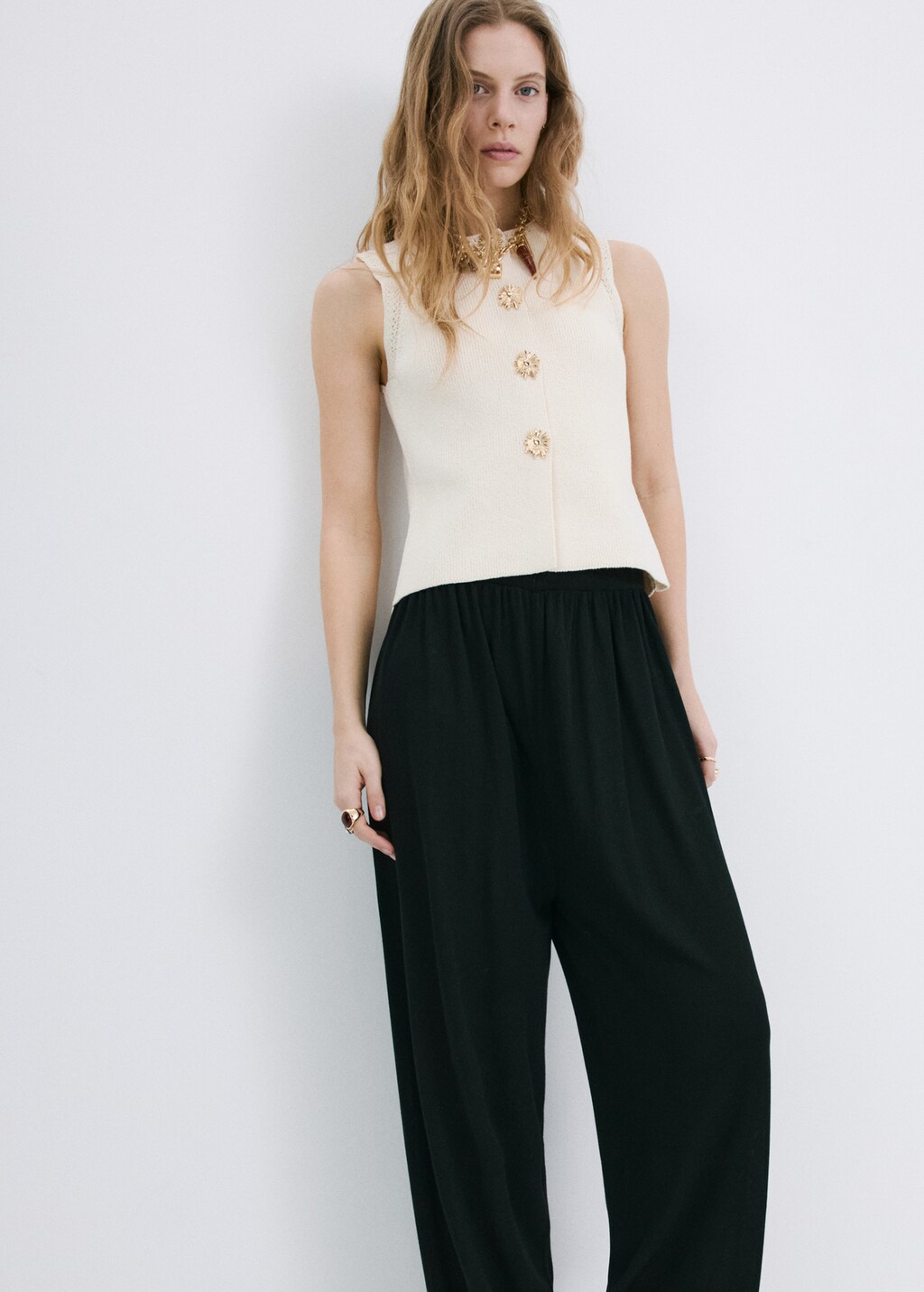 Knitted waistcoat with contrast piping
