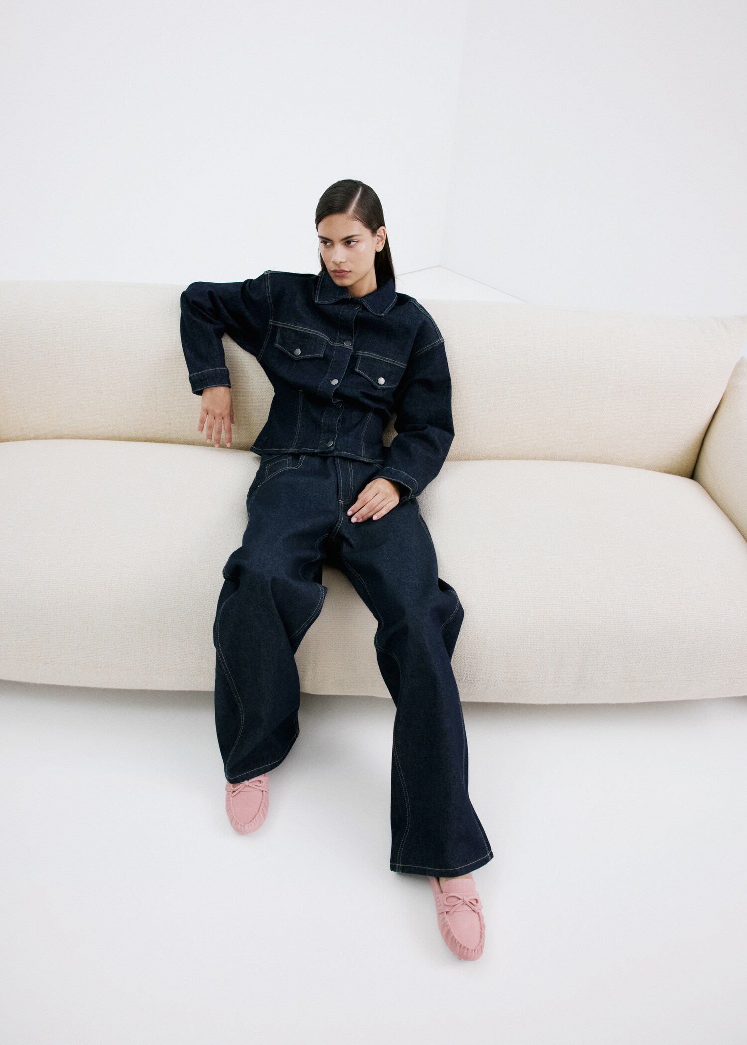 Mocassins croûte de cuir à fronces - Plan général