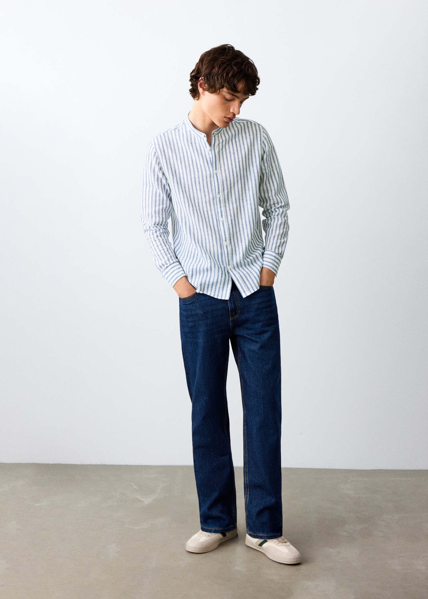 Striped linen-blend shirt - General plane
