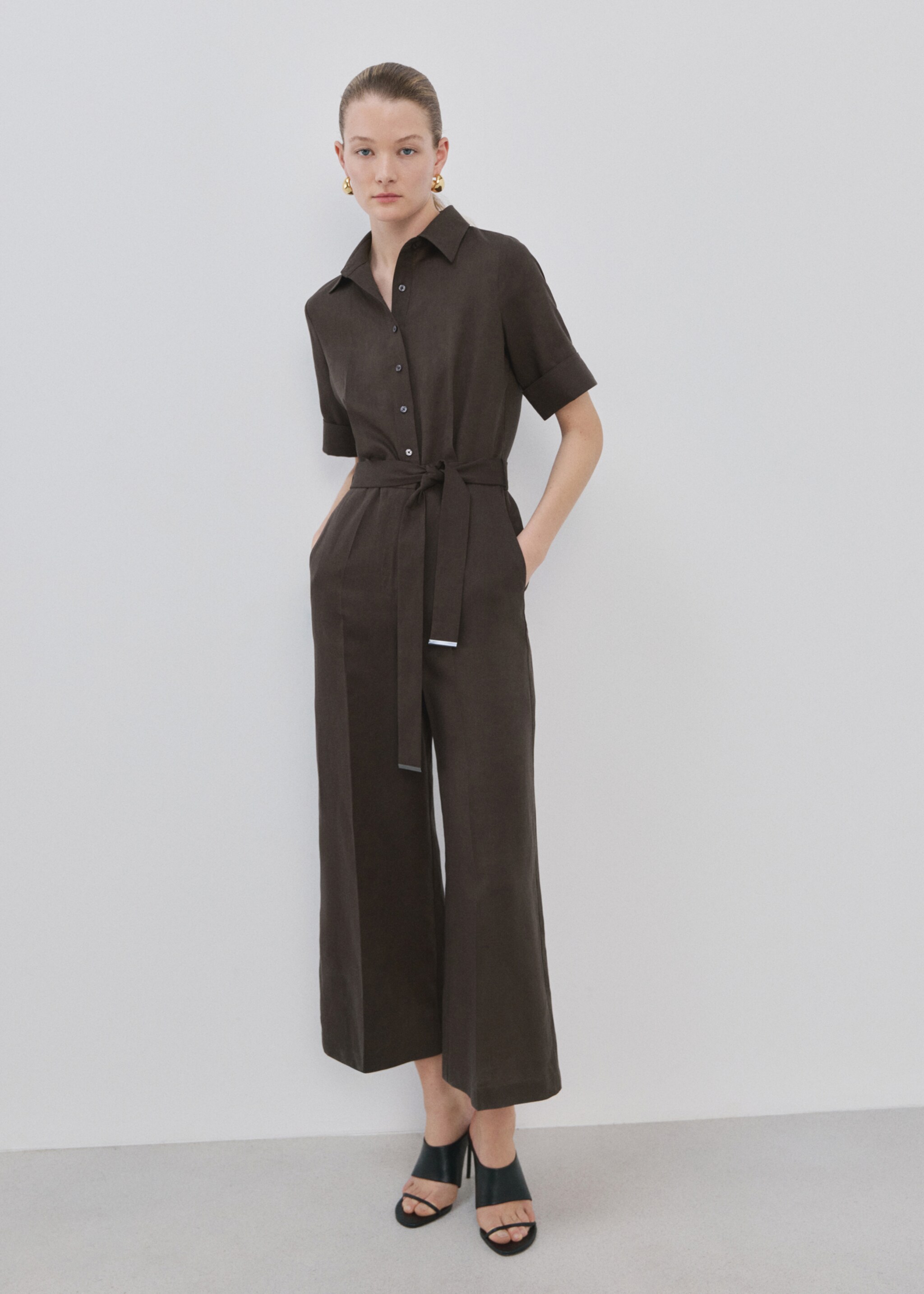 Lyocell shirt jumpsuit - General plane, Brown. Ref: 27095830-00.
