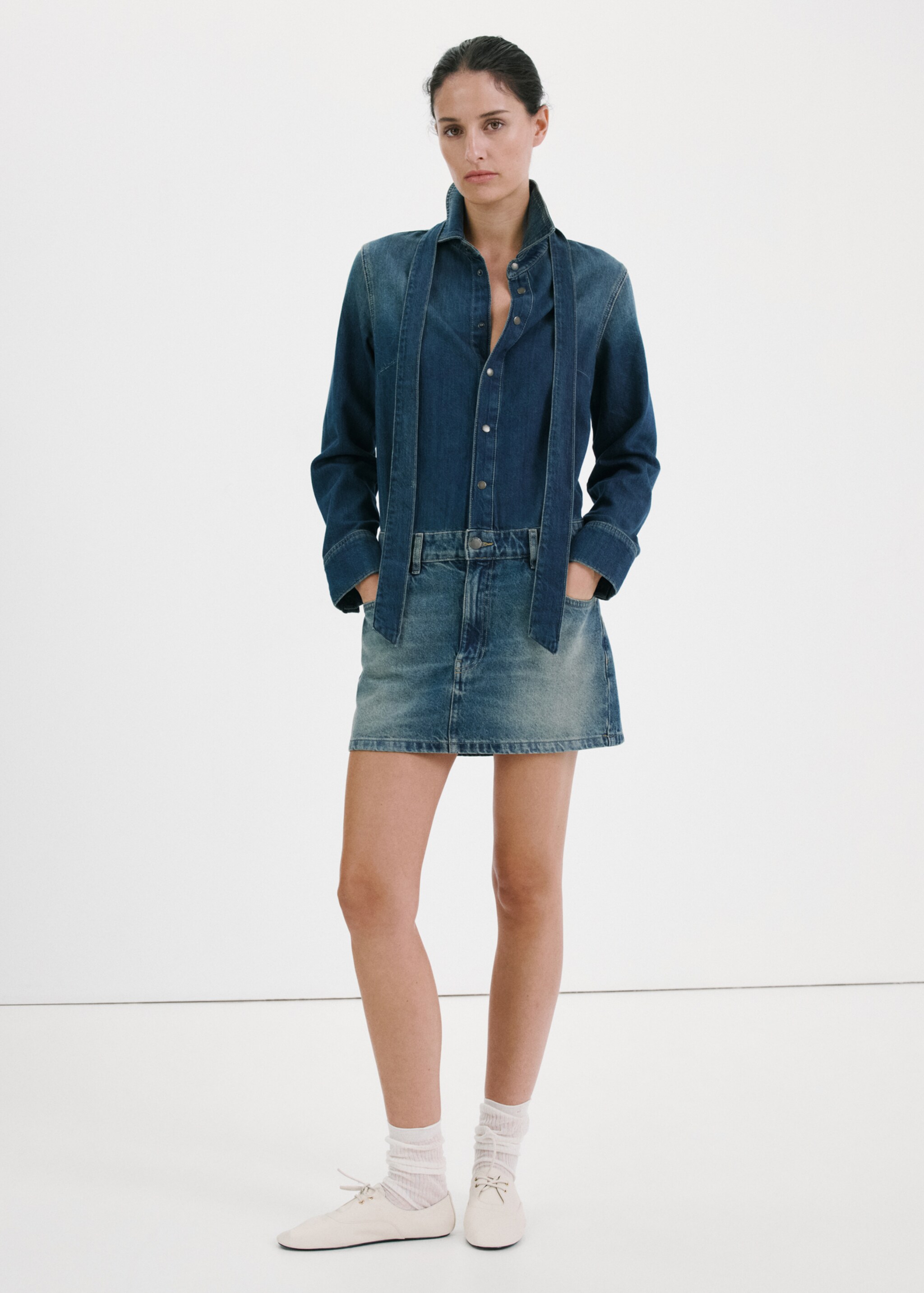 Combined denim dress - General plane, Medium Blue. Ref: 27095840-00.