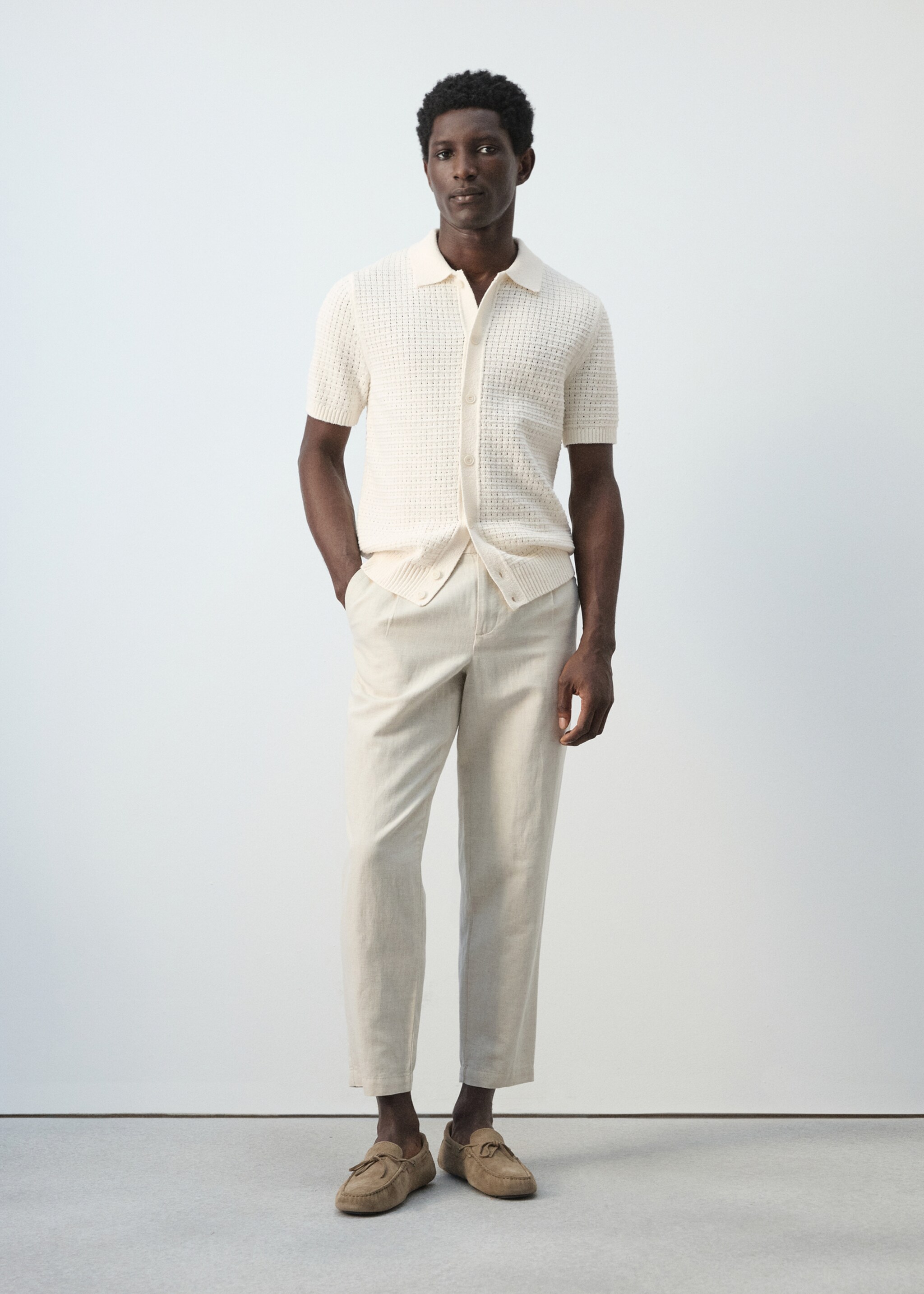 Openwork knitted shirt - General plane, Off White. Ref: 27095937-00.