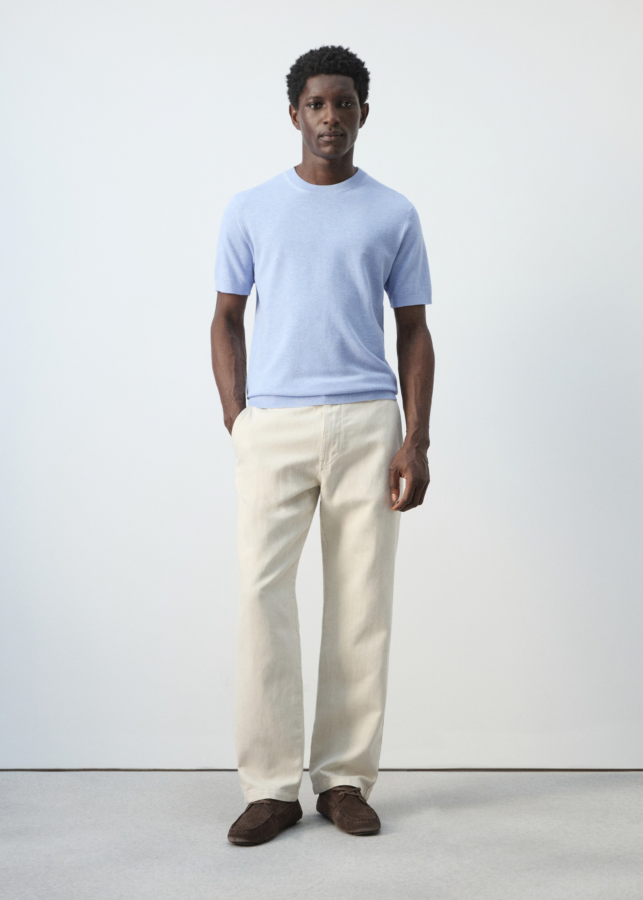 Camiseta punto fino algodón - Plano general, Azul celeste. Ref: 27095938-00.