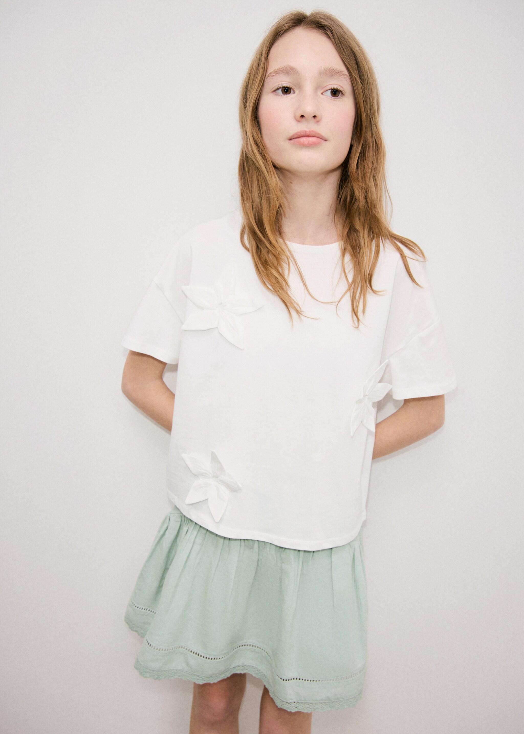 Falda detalles bordados - Plano general, Verde agua. Ref: 27095968-00.