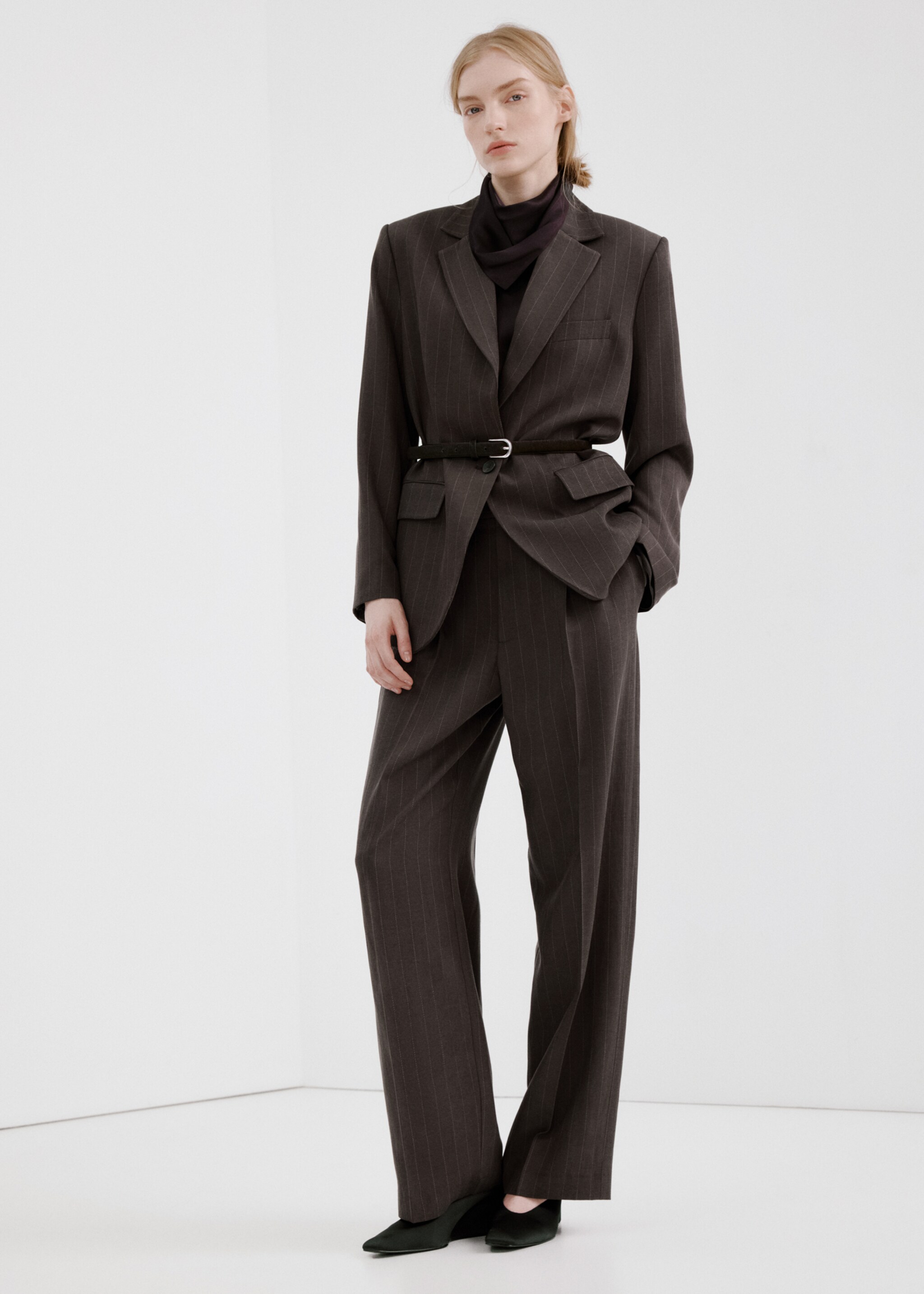 Blazer costume rayures tennis - Plan général, Chocolat. Ref: 27096356-00.