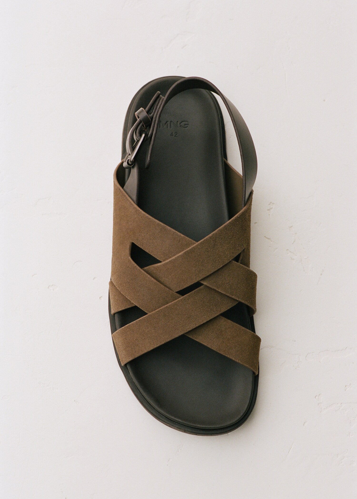 Suede leather sandals with crossed straps - General plane