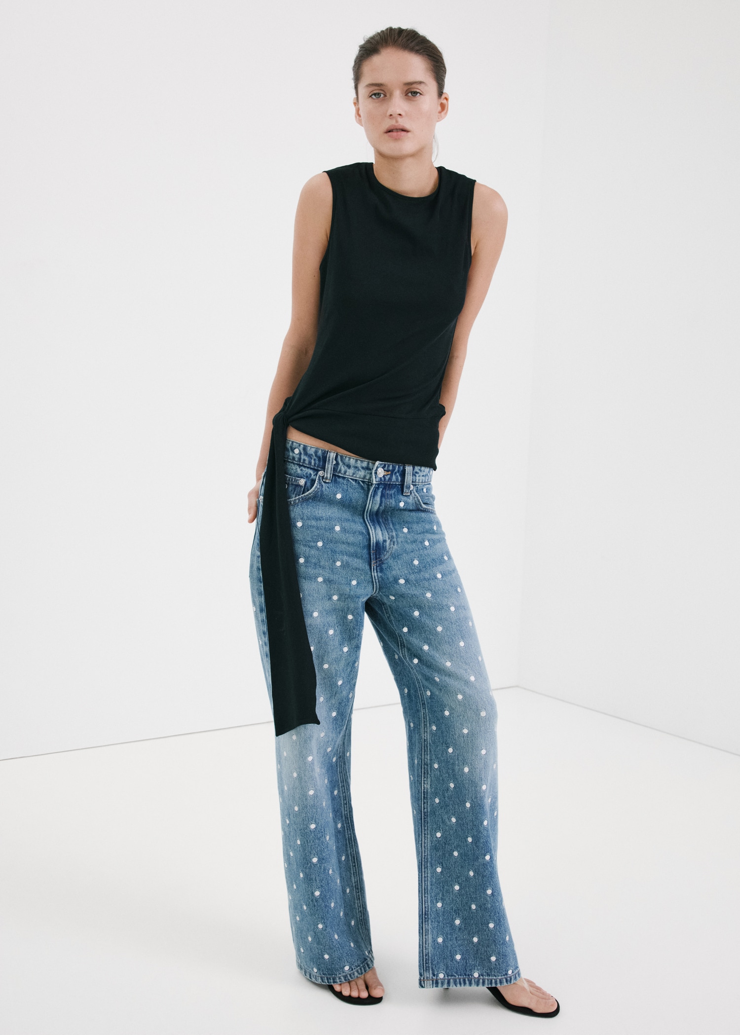 Polka dot straight-leg jeans - General plane